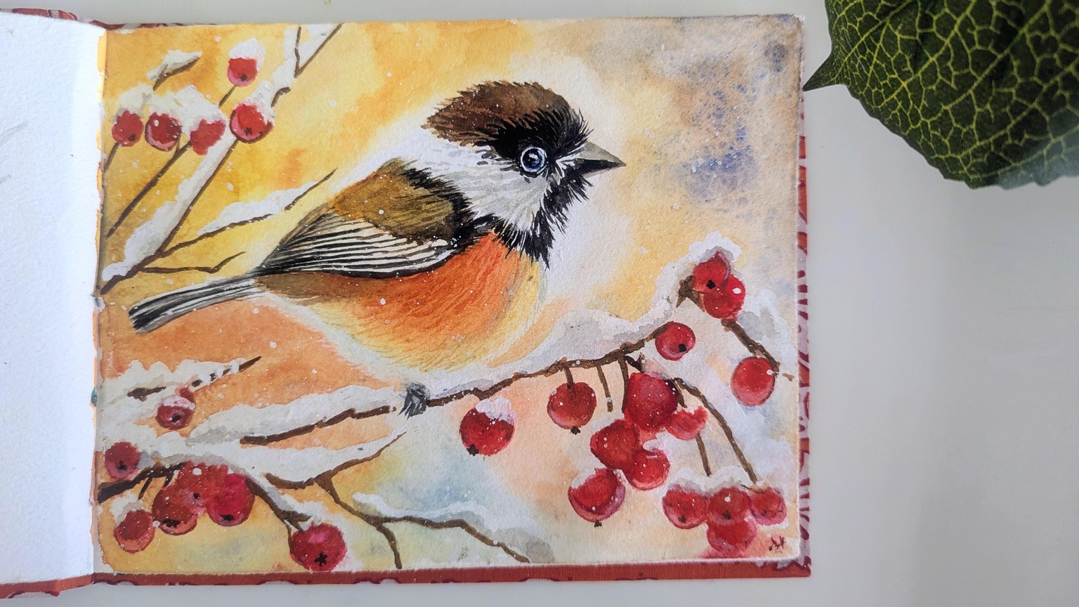Winter Chickadee in Watercolor - image 1 - student project