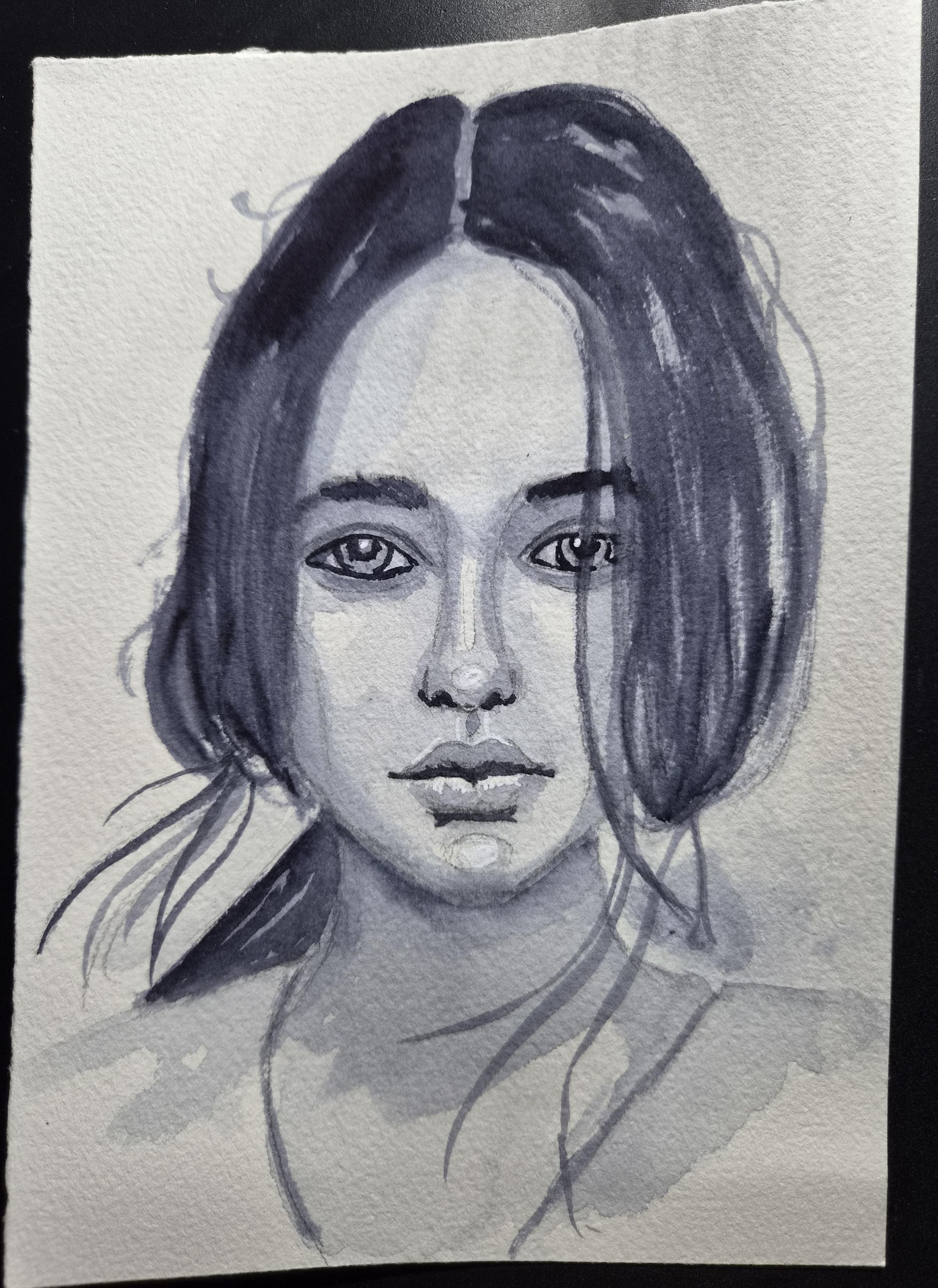 Monochrome watercolour portrait - image 1 - student project