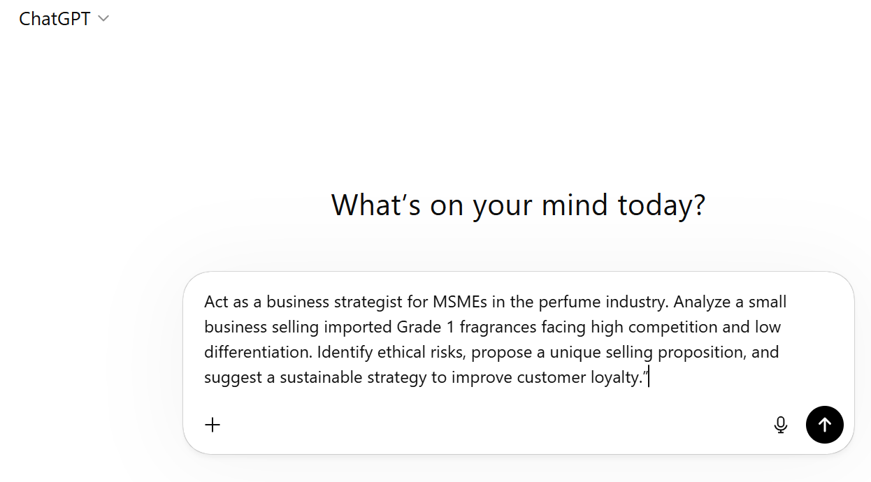 AI-Powered Ethical Growth Strategies for MSMEs in the Perfume Industry - image 1 - student project