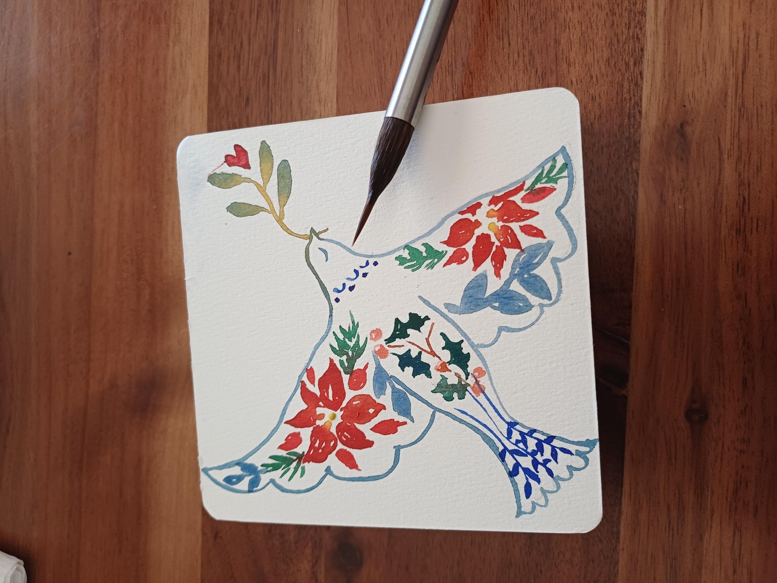 2nd dove - I did this class last chrstmas but sent the card without photographing it.  I was pleased - image 1 - student project