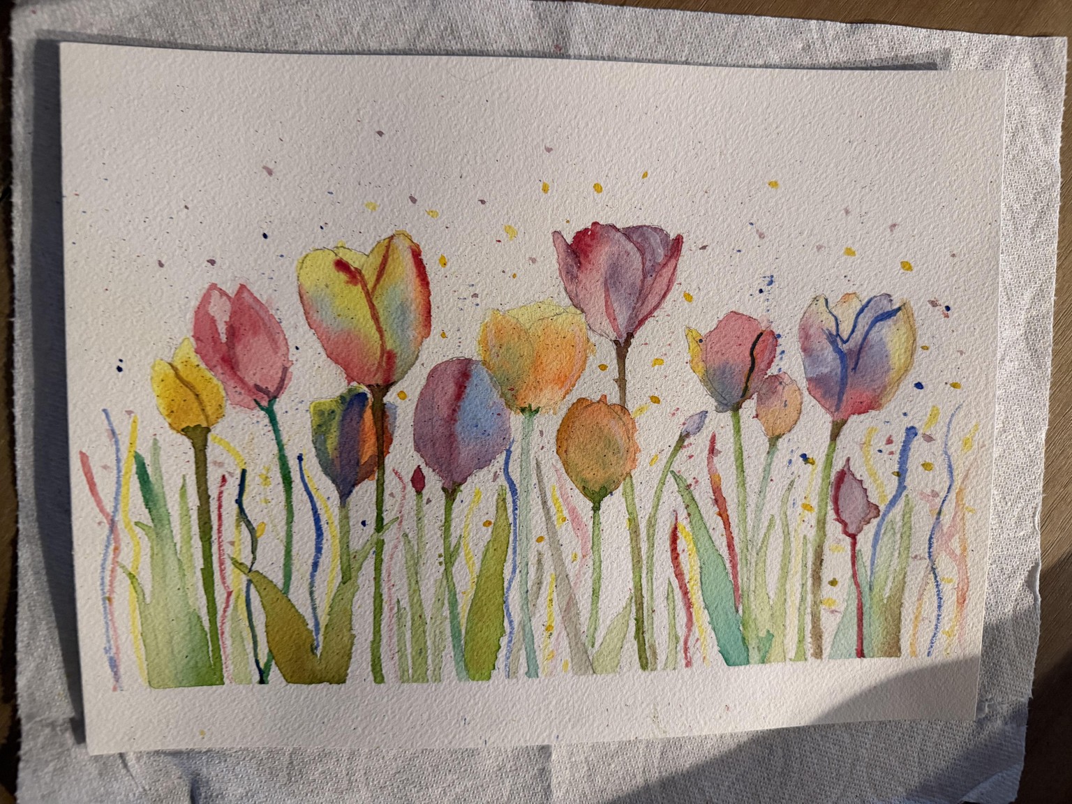 Abstract watercolor tulips - image 1 - student project