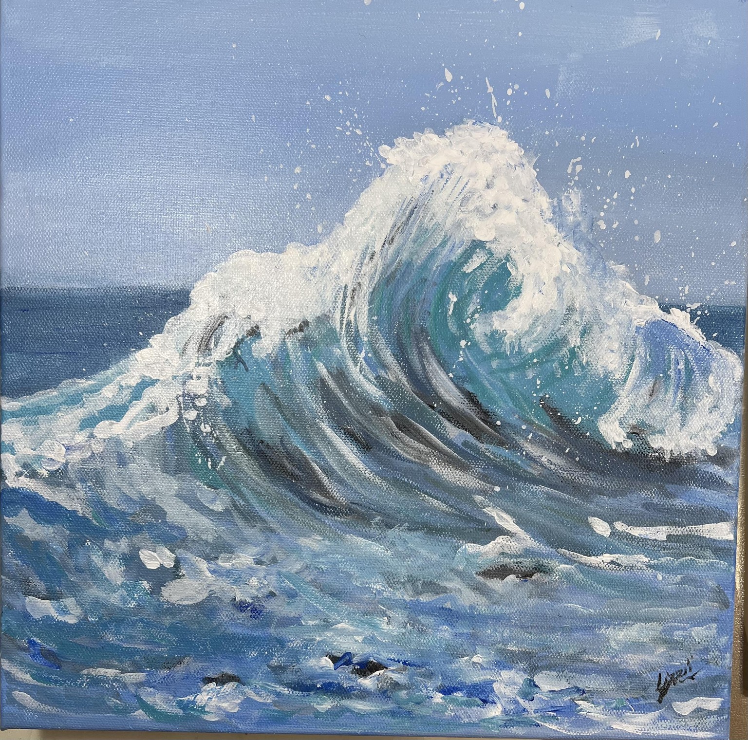 Working on waves…my first acrylic - image 1 - student project
