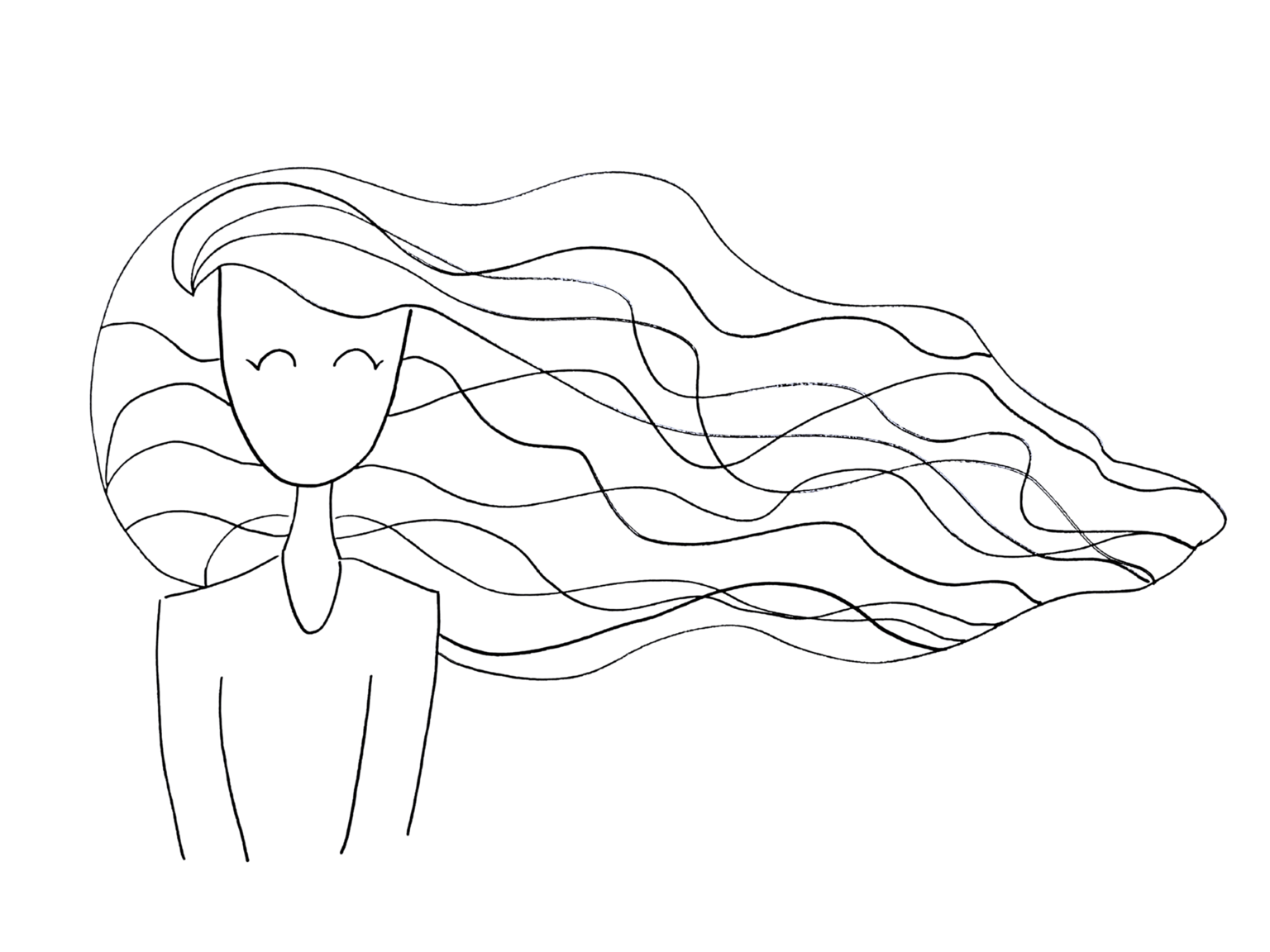 Wavy Hair - Coloring Page - image 1 - student project