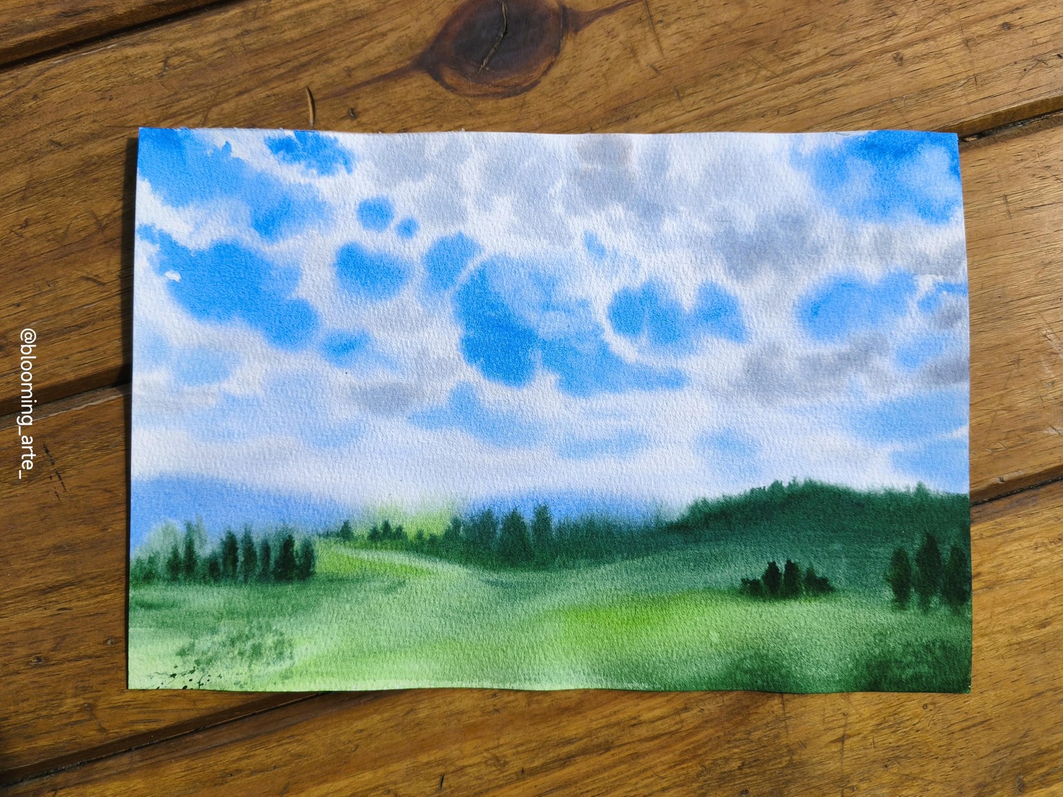 Todo sobre cómo pintar cielos azules y nubes blancas con acuarela - image 8 - student project
