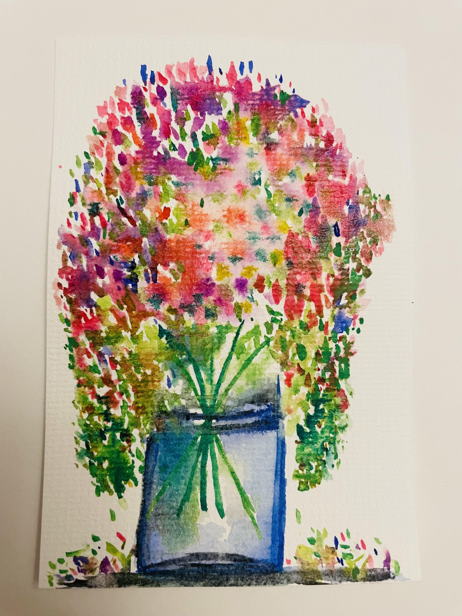 Loose and easy flower vase watercolor painting - image 1 - student project