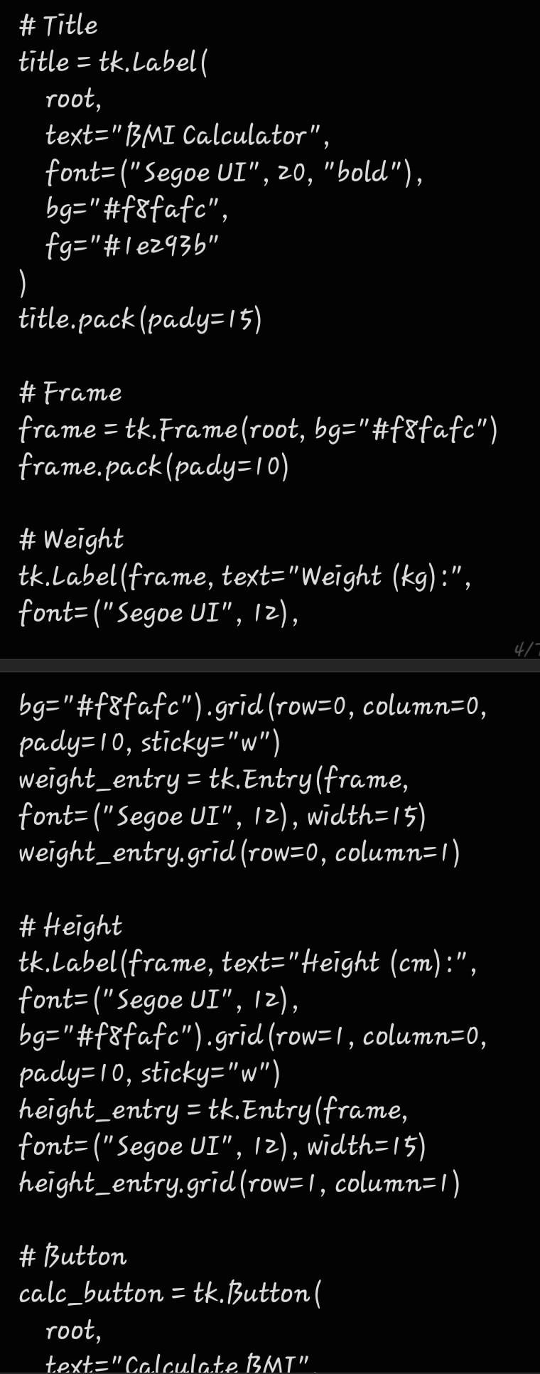 BMI Calculator - image 5 - student project