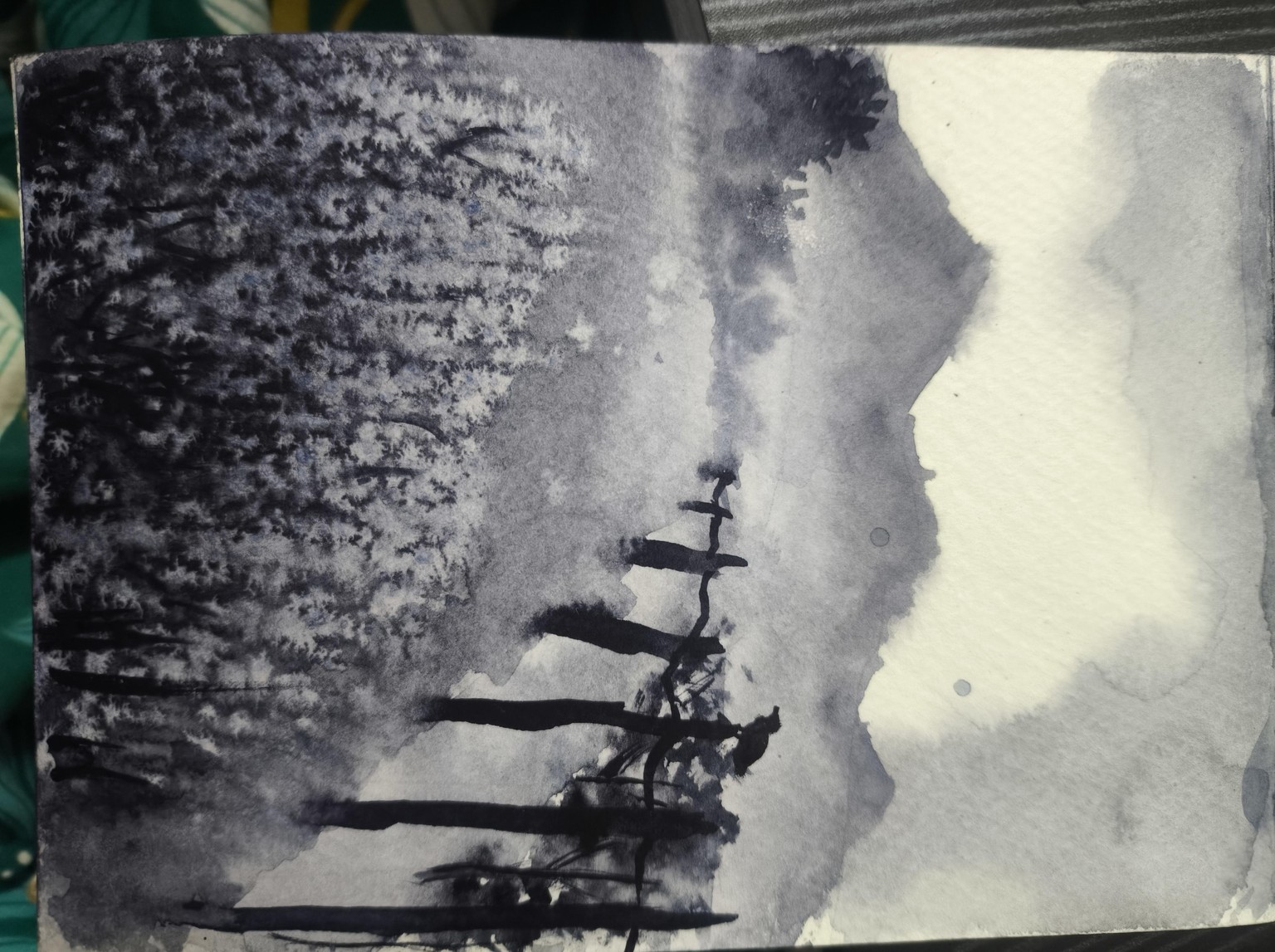 Monochrome watercolor painting - image 2 - student project