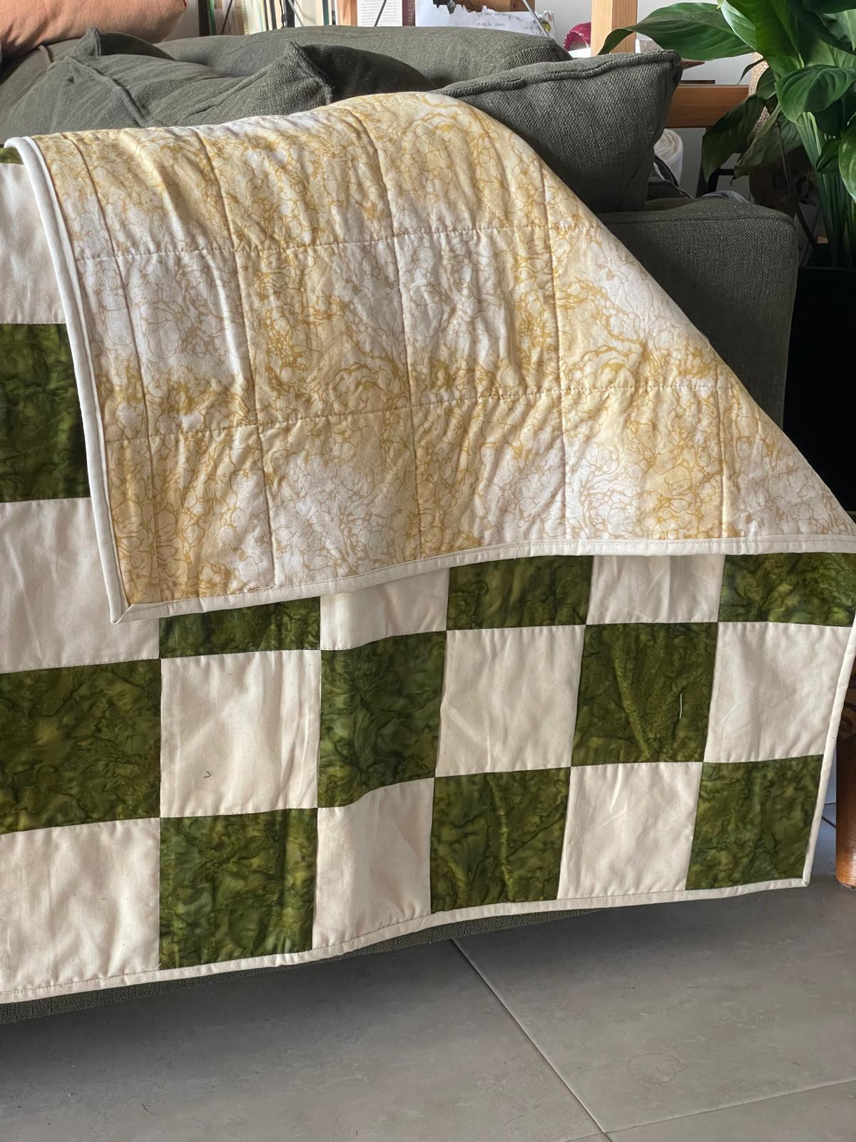 Green & White Blocked Quilt - image 1 - student project