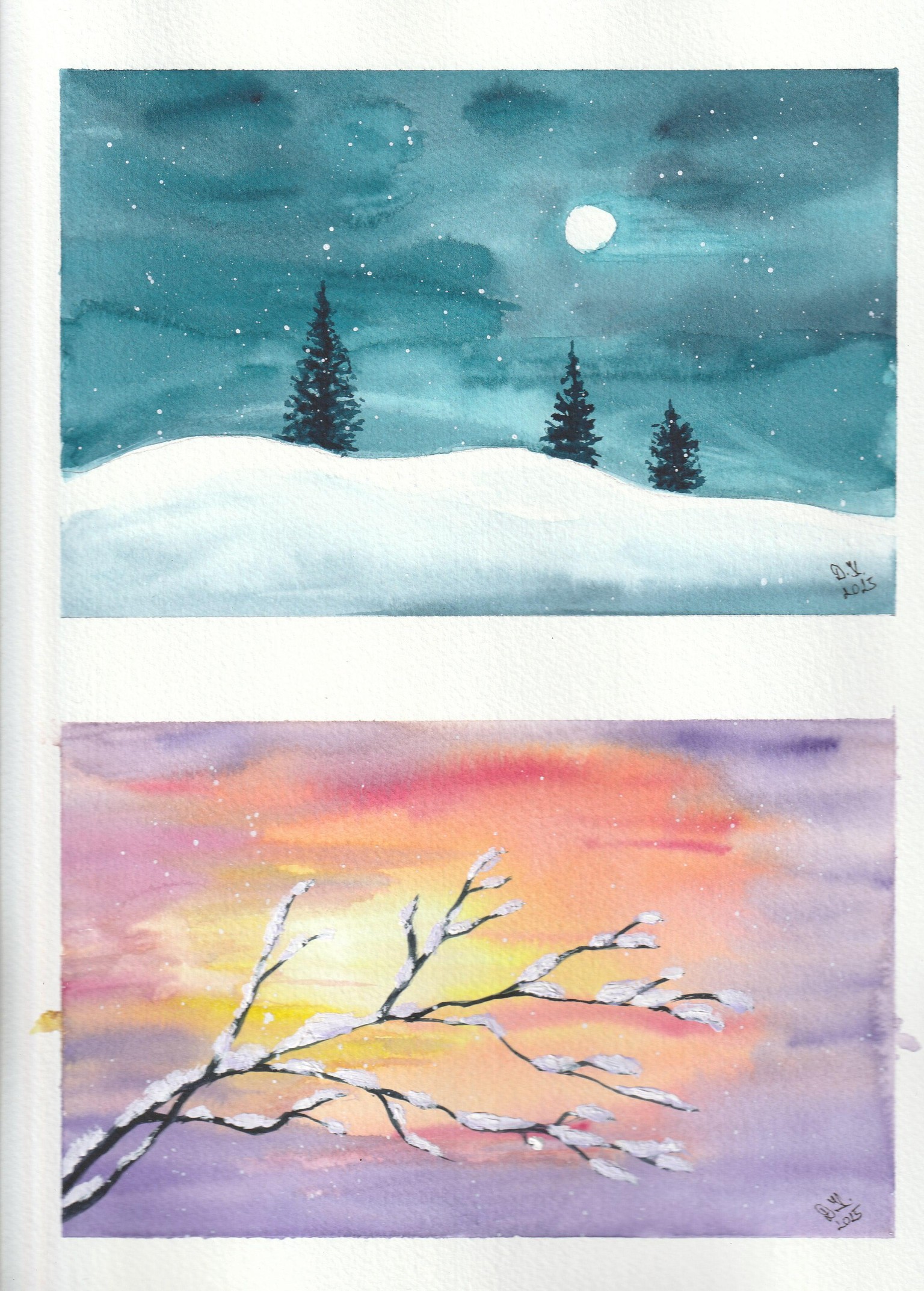 Therapeutic Winter Watercolor Landscapes - image 4 - student project