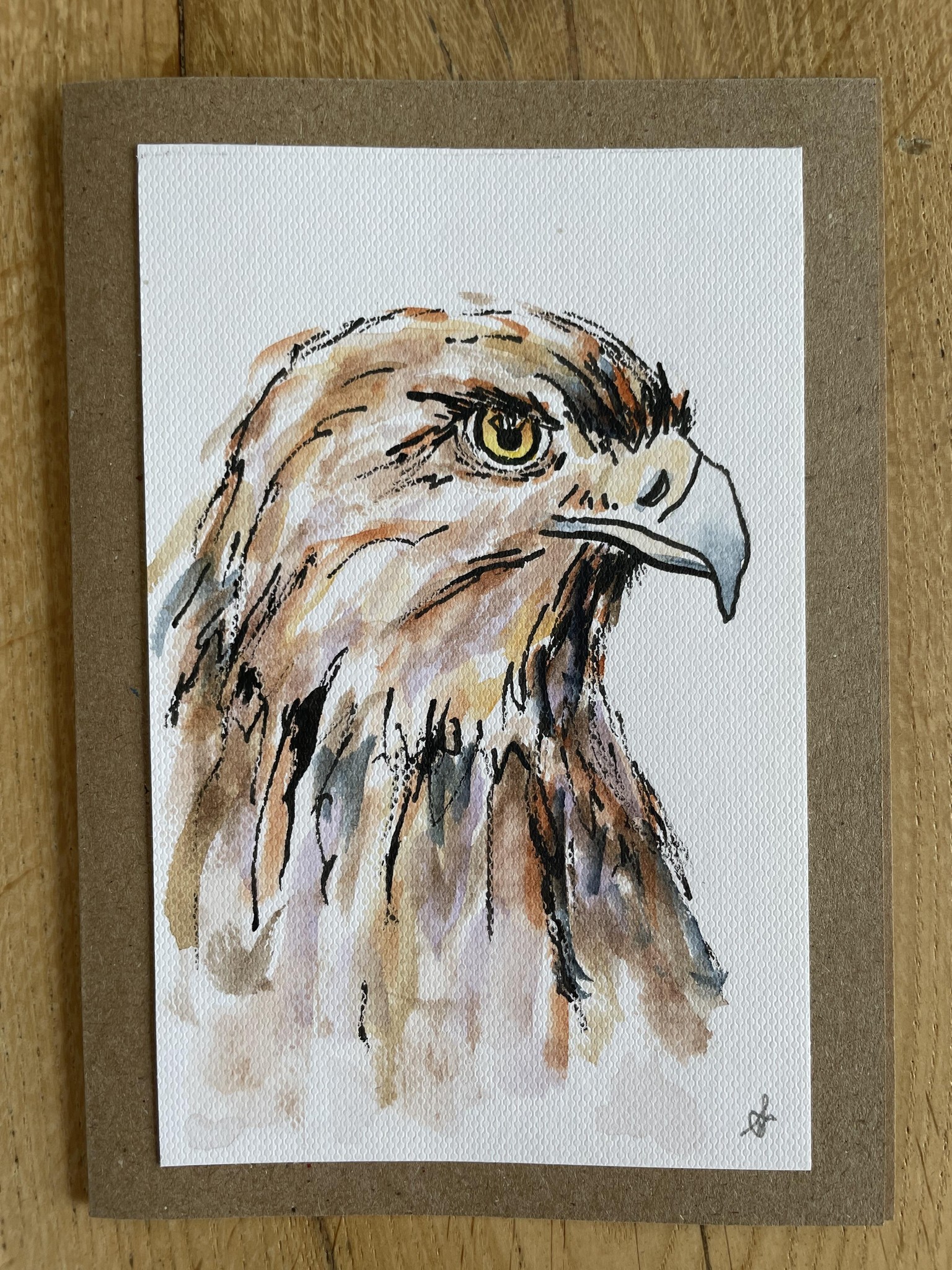 Eagle with ink & twig and watercolours - image 1 - student project
