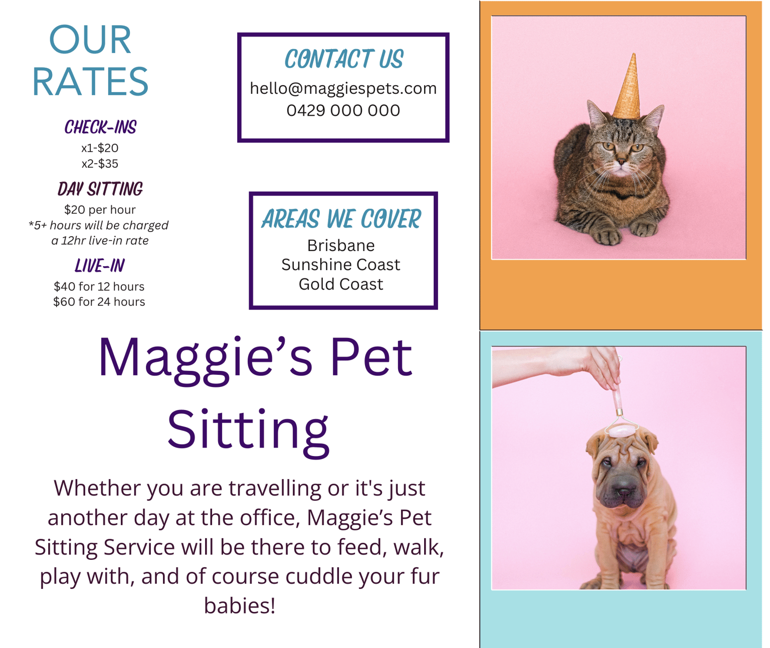 Maggie's Pet Sitting Flyer - image 1 - student project