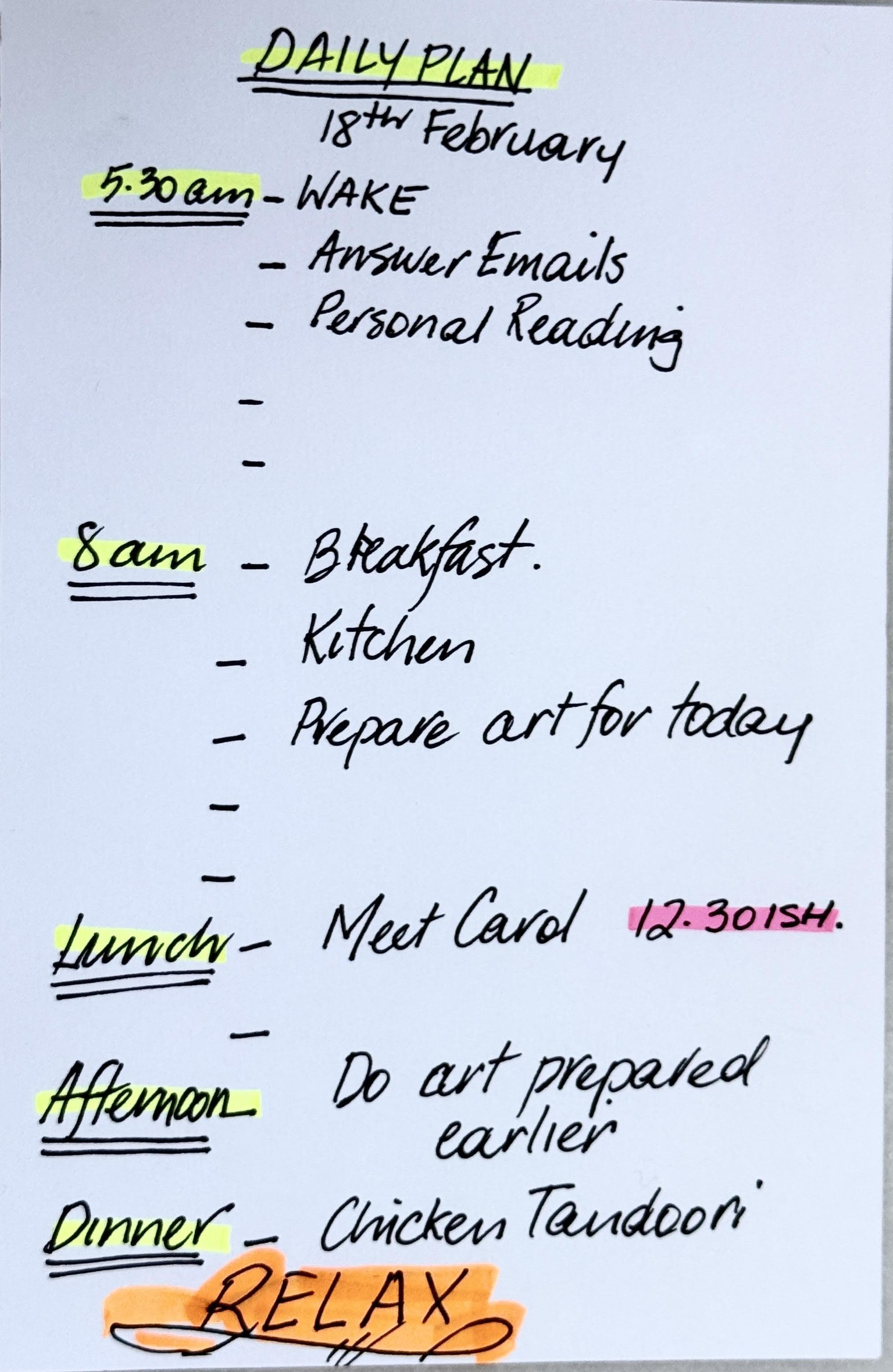 Daily Plan 18th February - image 1 - student project