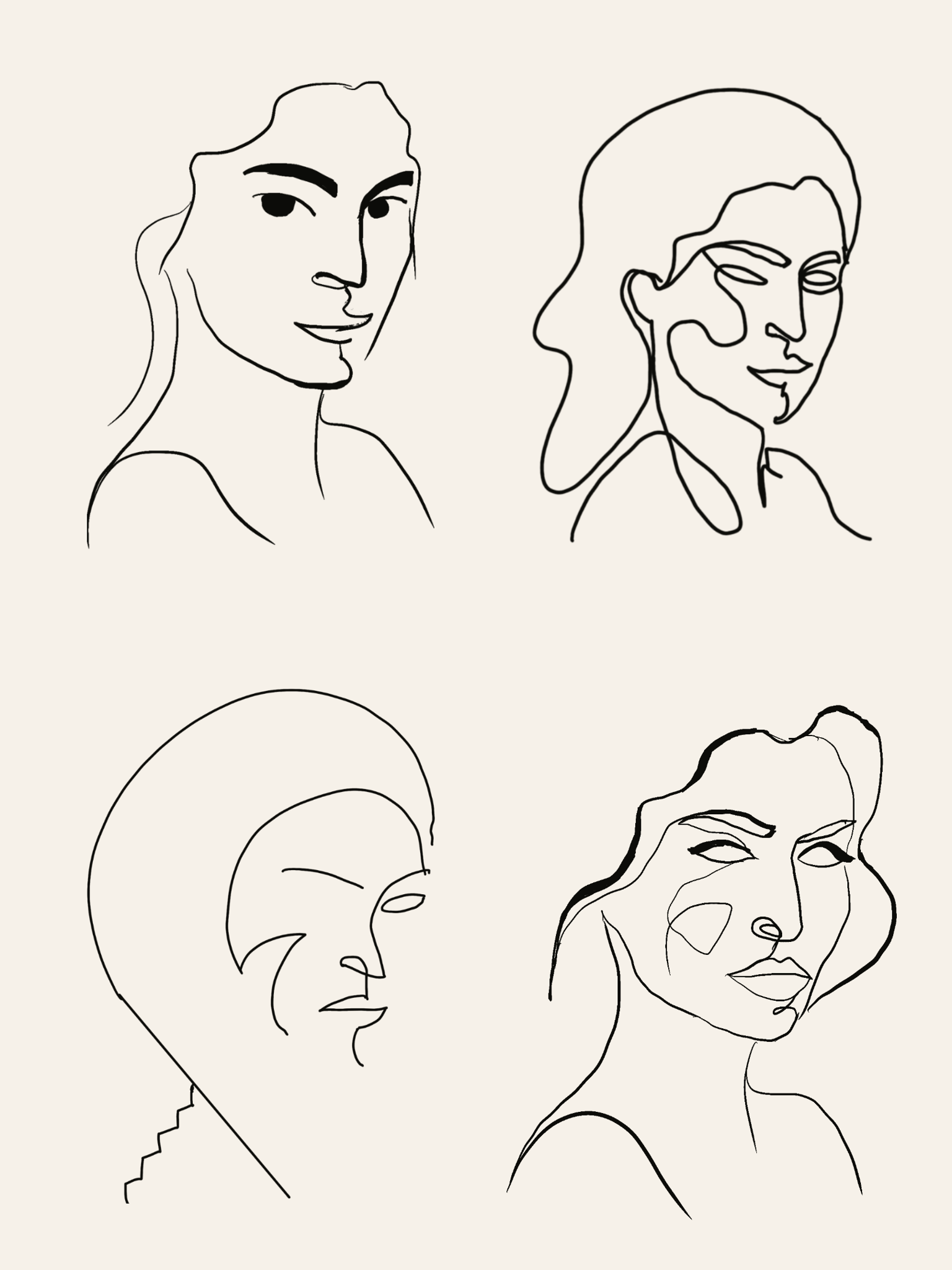One line Face - different styles - image 1 - student project