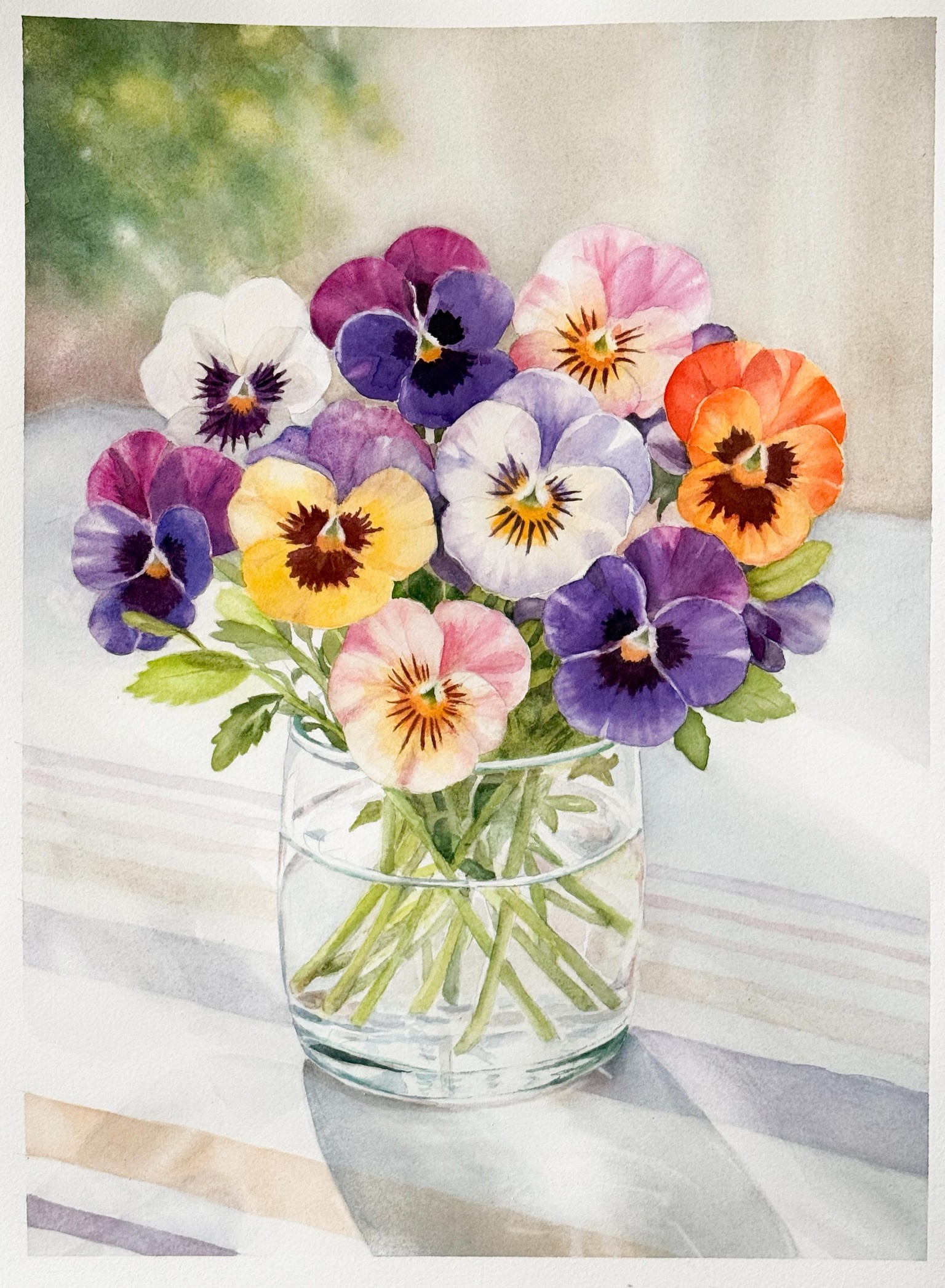 Pansies in a Glass Vase - image 1 - student project