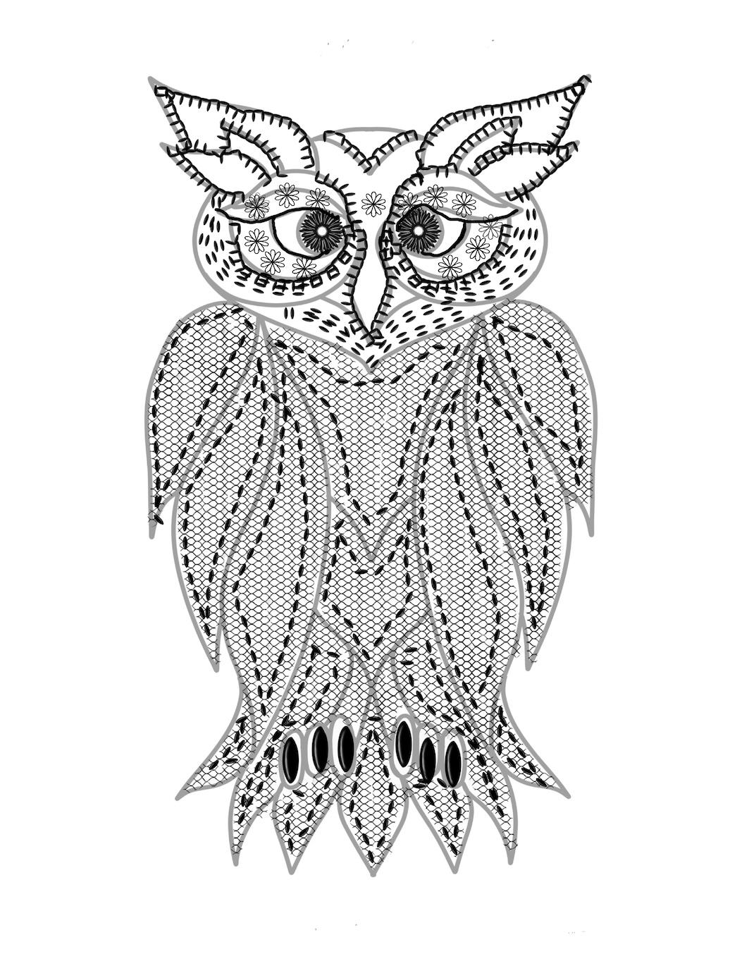 embroidery owl - image 1 - student project
