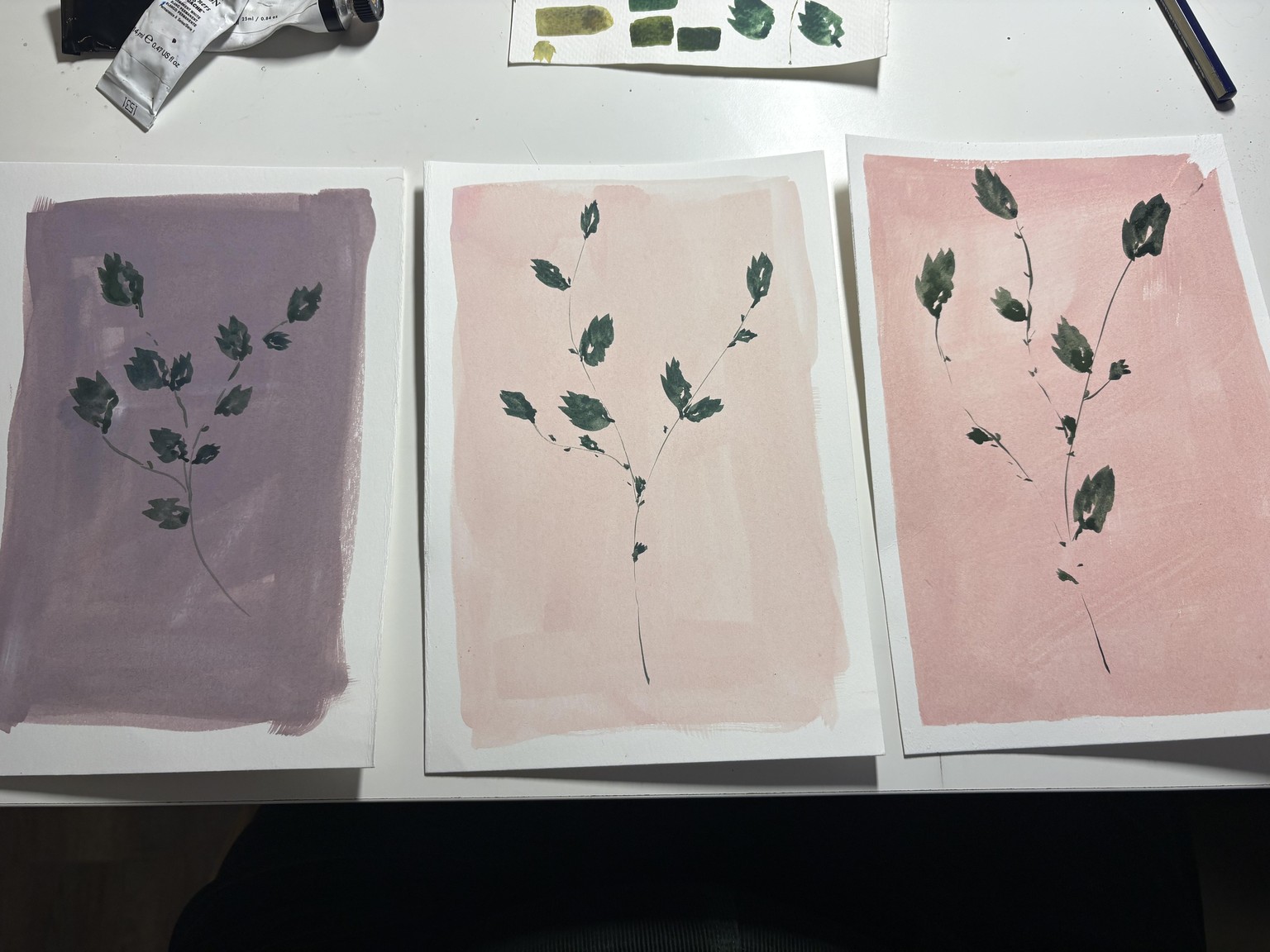 Trio of ROSE LEAF STUDIES - image 1 - student project
