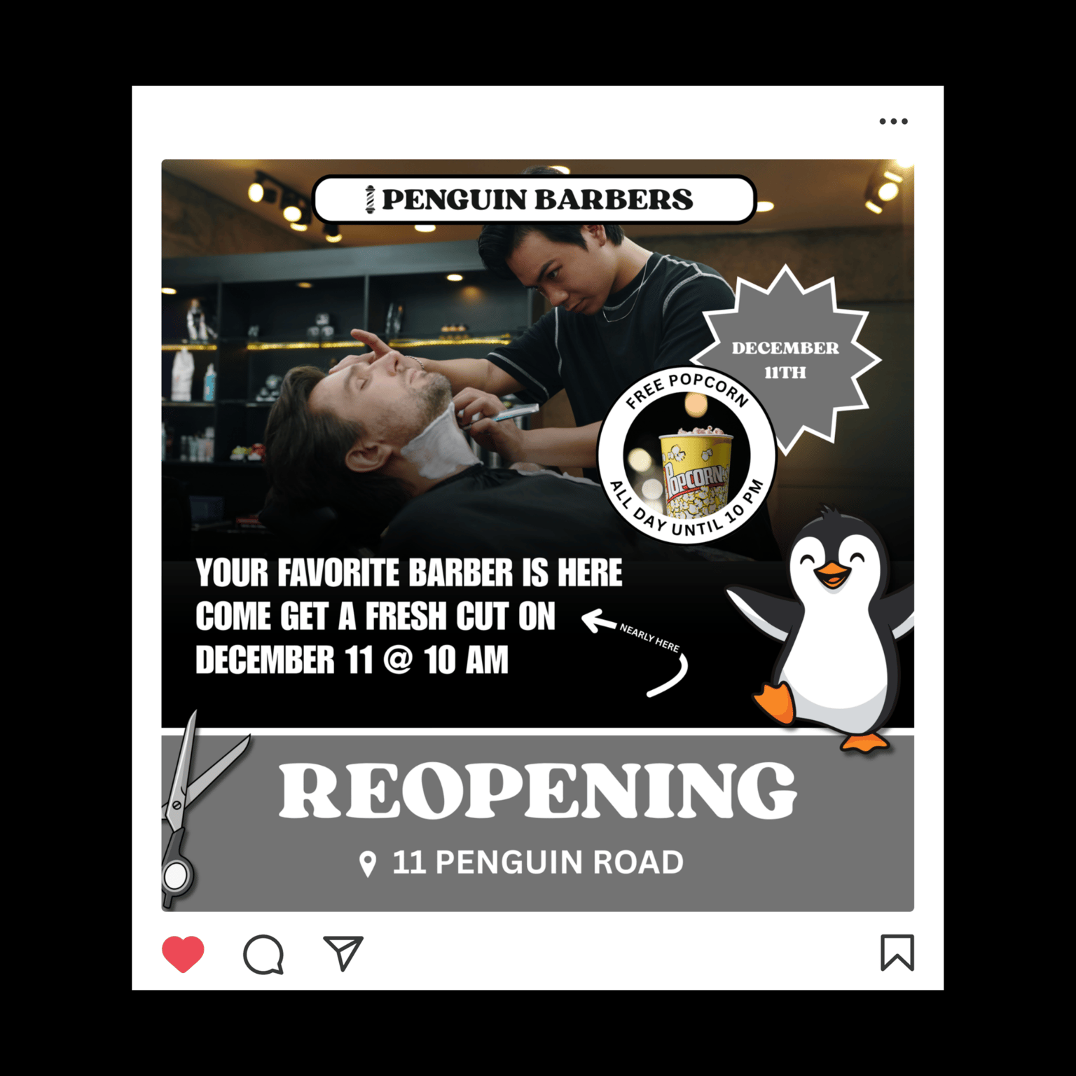 Penguin Barbers - Reopening - Instagram - V1 (CLASS PROJECT 1) - image 6 - student project