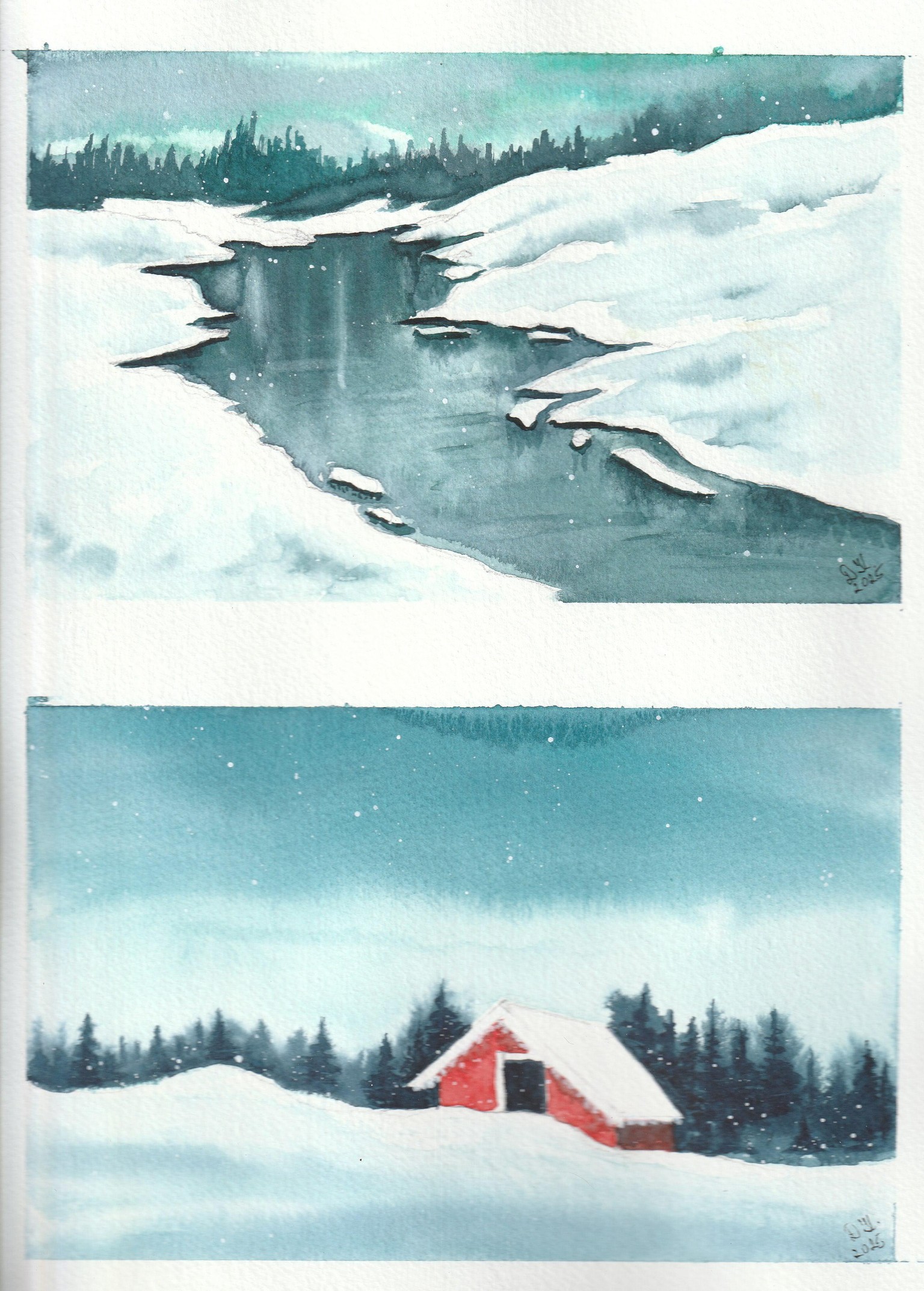 Therapeutic Winter Watercolor Landscapes - image 3 - student project