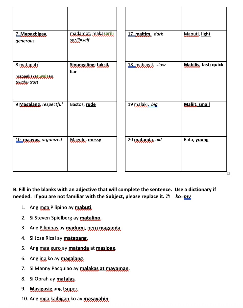 Filipino: Nouns, Adjectives, and Verbs - image 8 - student project