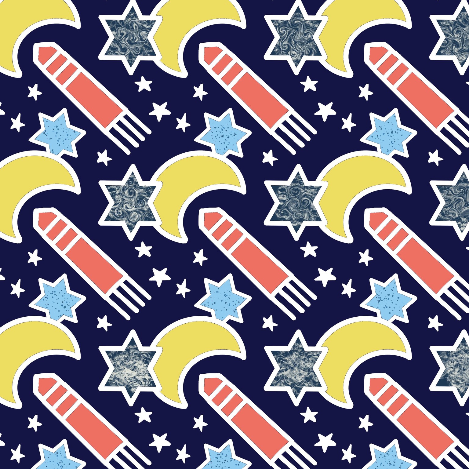 Rocketing to the moon pattern brush. - image 1 - student project