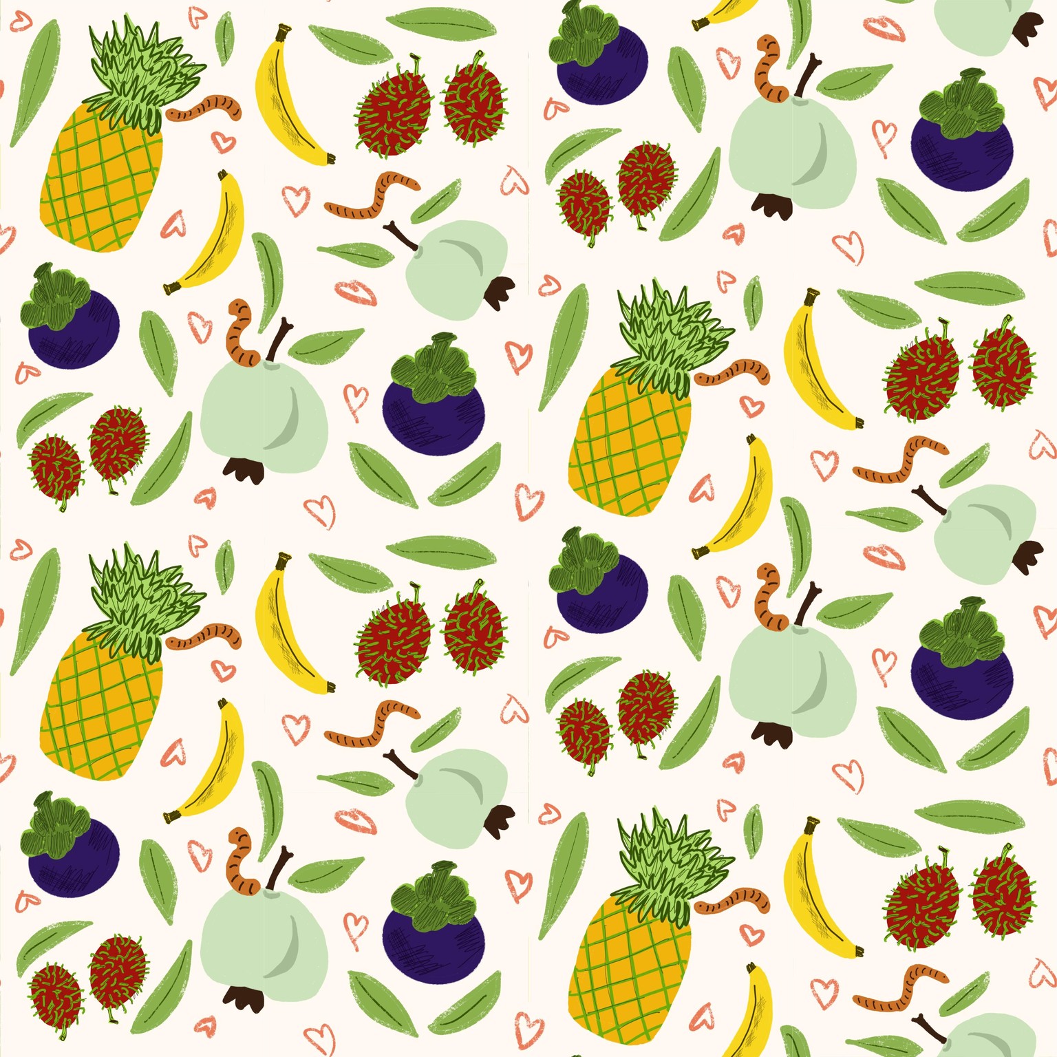 Half drop Tropical Fruits & Chirpy - image 2 - student project