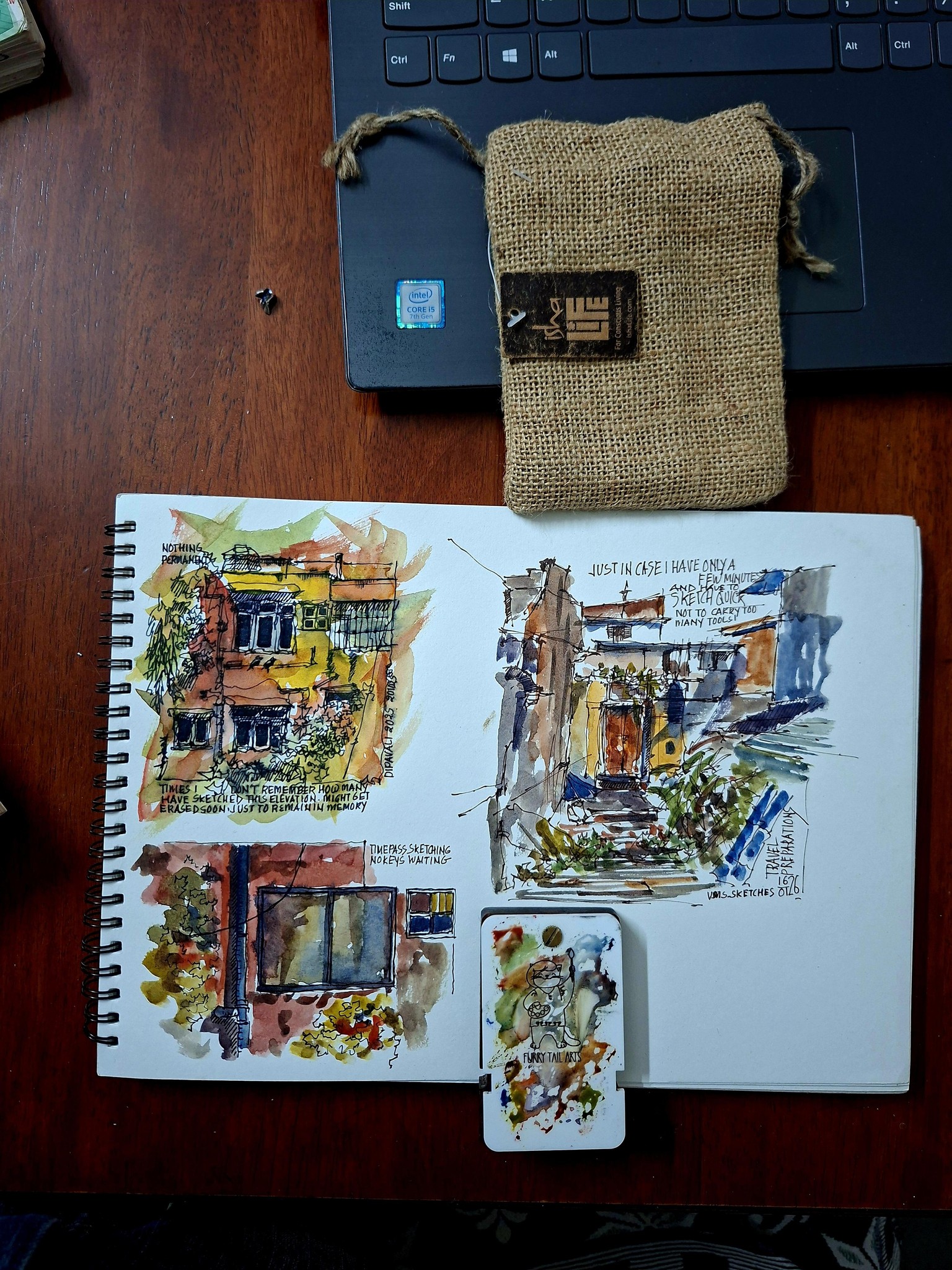 On spot sketching while travelling or waiting for keys, some with water colors - image 4 - student project