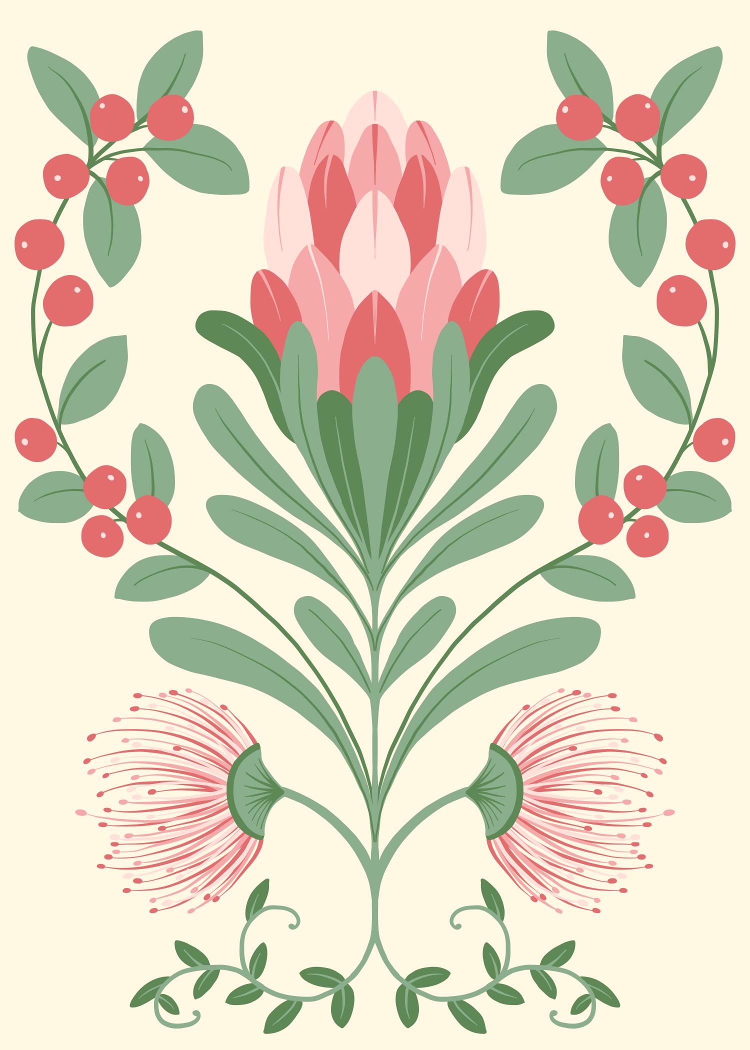 Protea symmetric illustration - image 1 - student project