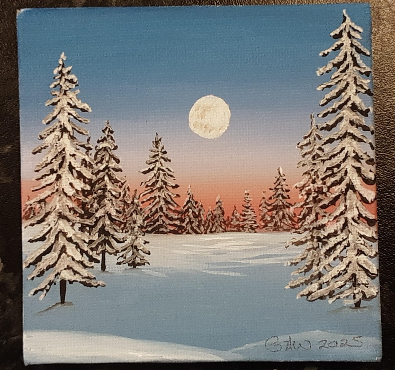 Winter landscapes in gouache on mini canvasses. - image 5 - student project