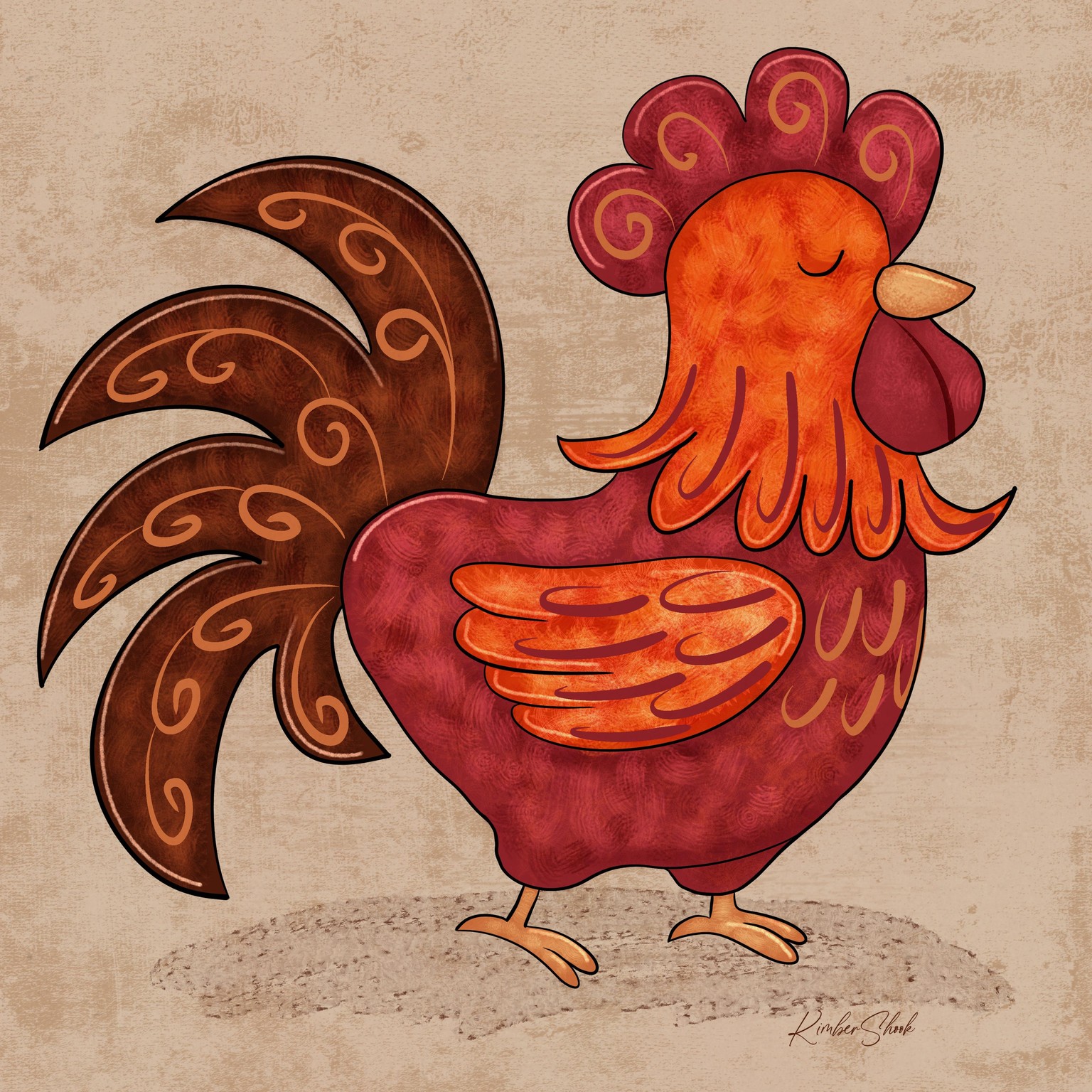 Whimsical Rooster in Procreate - image 2 - student project