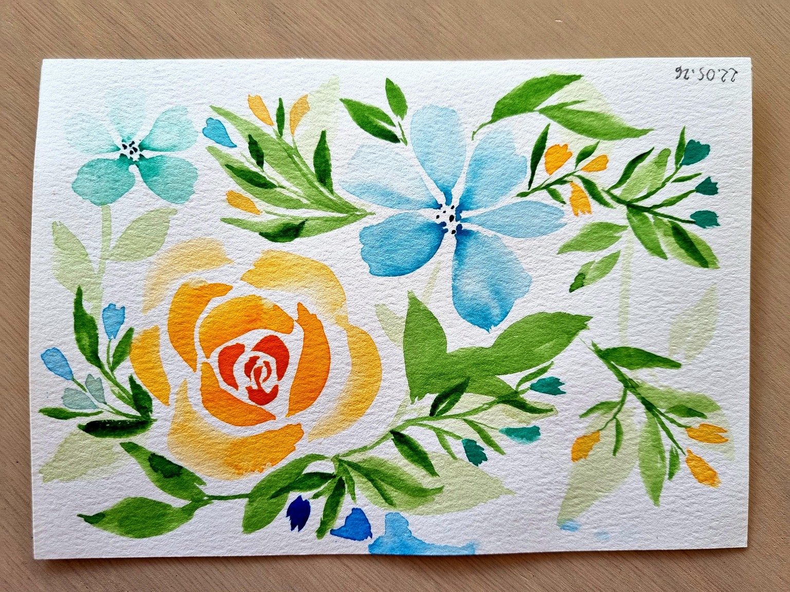 Watercolor flowers and landscape - image 2 - student project