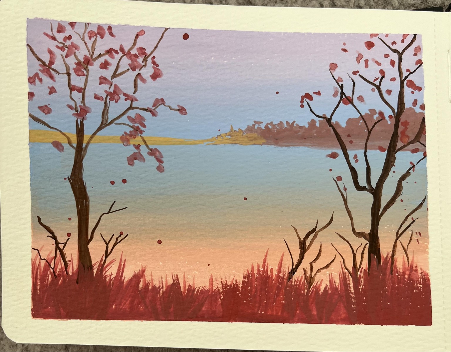 Diluted gouache landscape - image 1 - student project