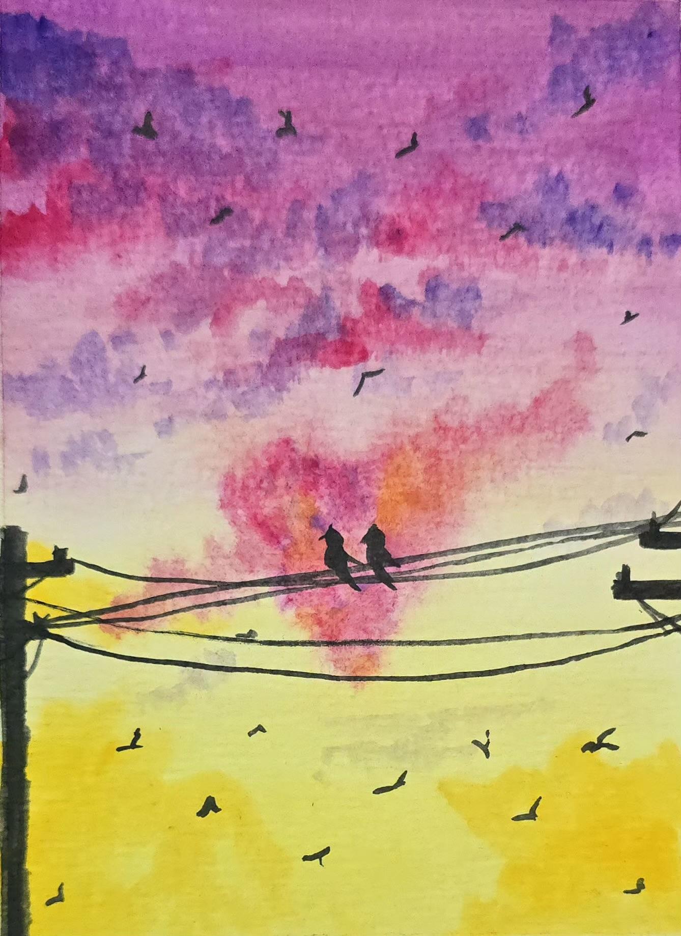 Watercolour clouds - image 1 - student project