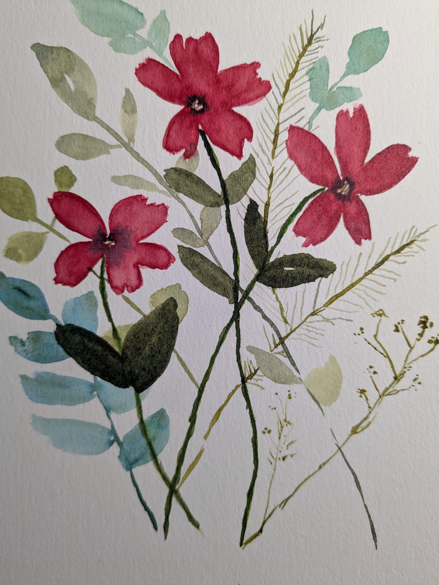 Loose watercolor greenery - image 1 - student project