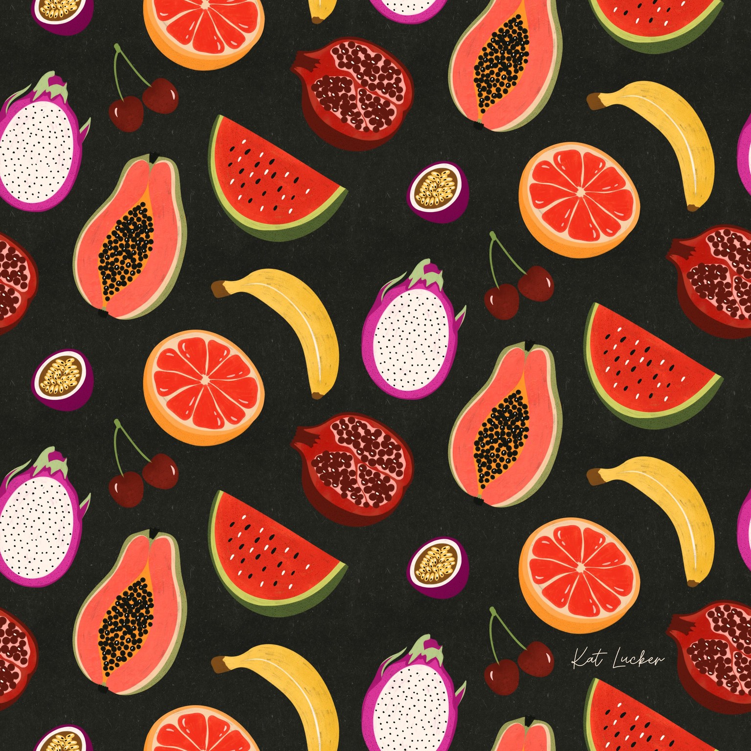 Tropical Fruits - Half Drop Repeat Pattern - image 3 - student project