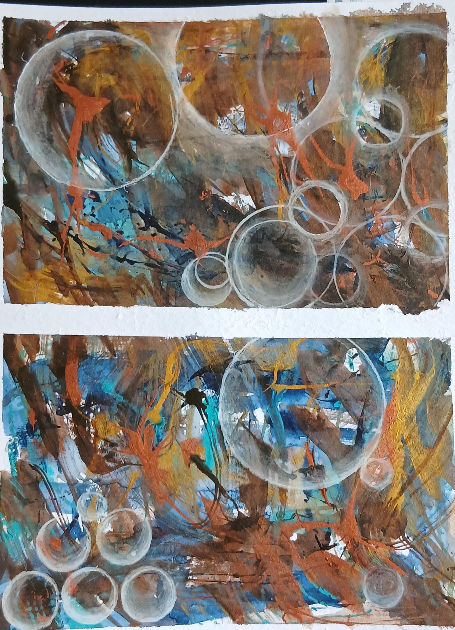 Free flow mixed media grid paintings - image 4 - student project