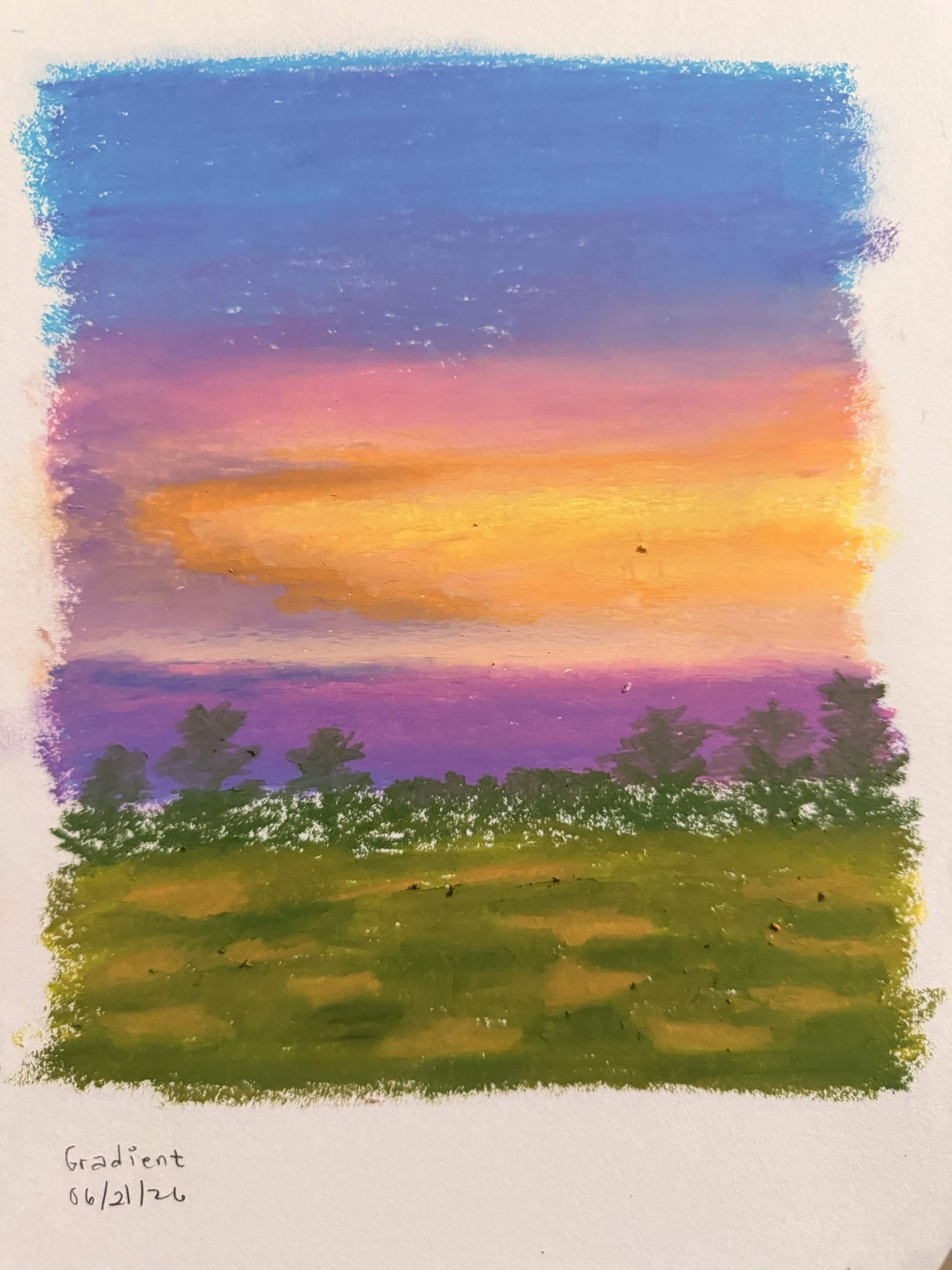Gradient Sky Landscape Oil Pastel - image 1 - student project