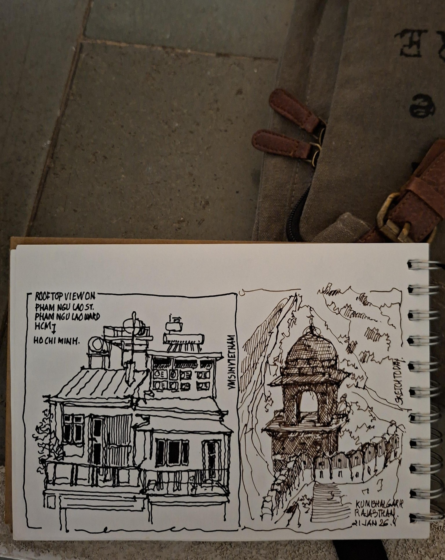 On spot sketching while travelling or waiting for keys, some with water colors - image 2 - student project