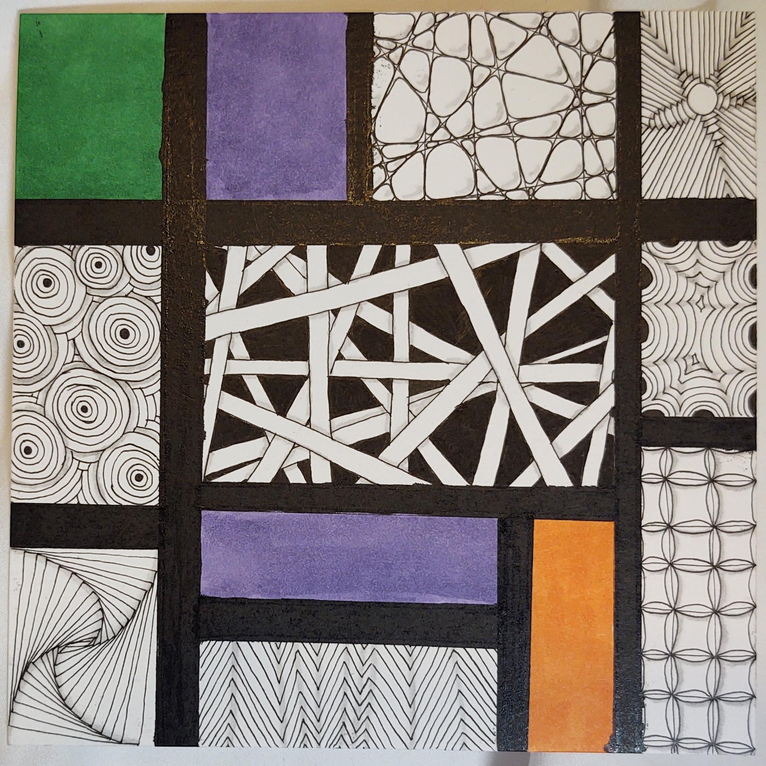 Mondrian Inspired Zentangle Art - image 3 - student project