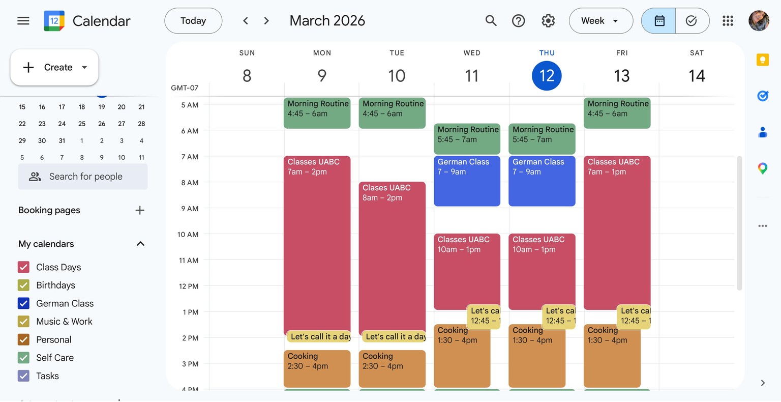 Google Calendar for a Students - image 1 - student project