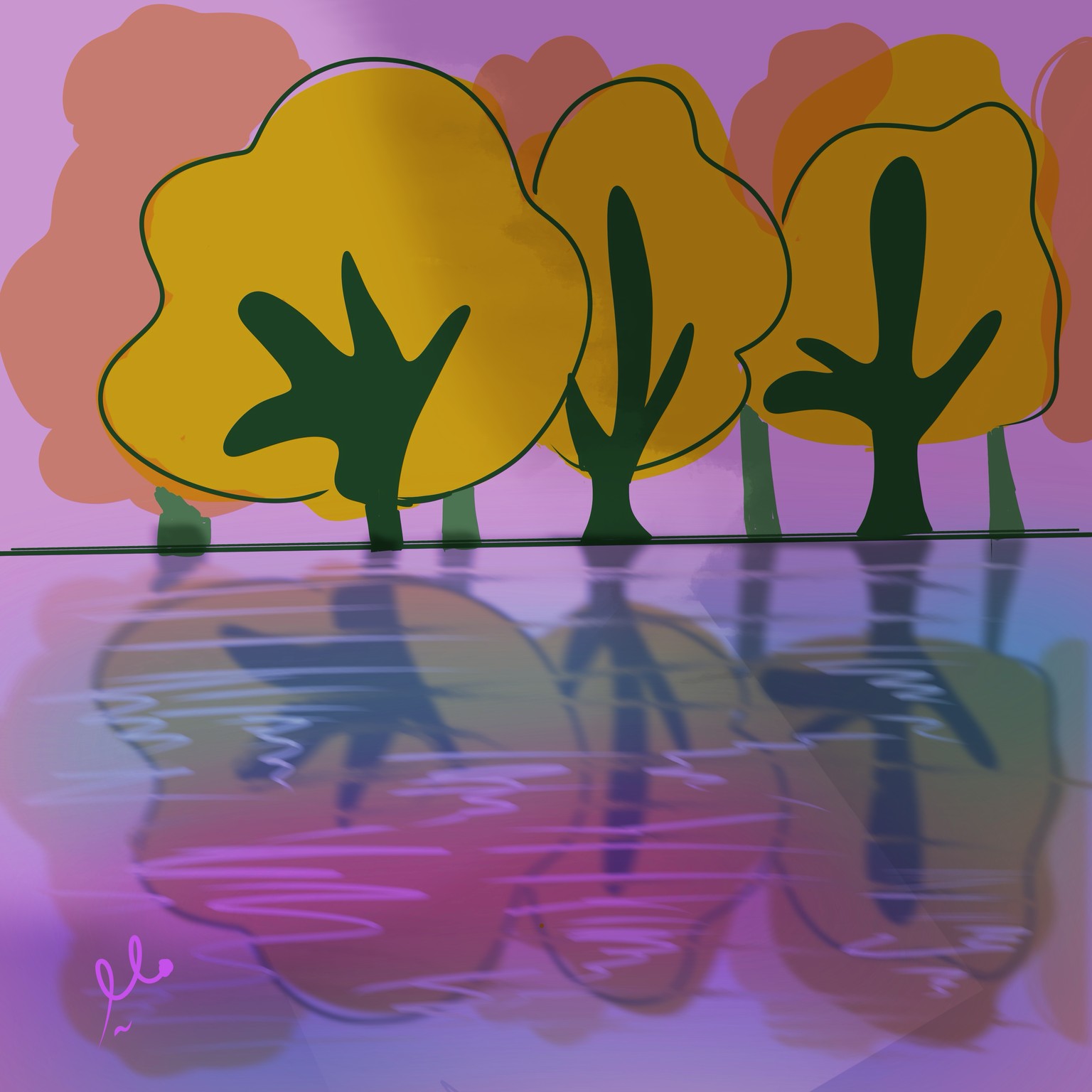 Stylised landscape in procreate - image 3 - student project