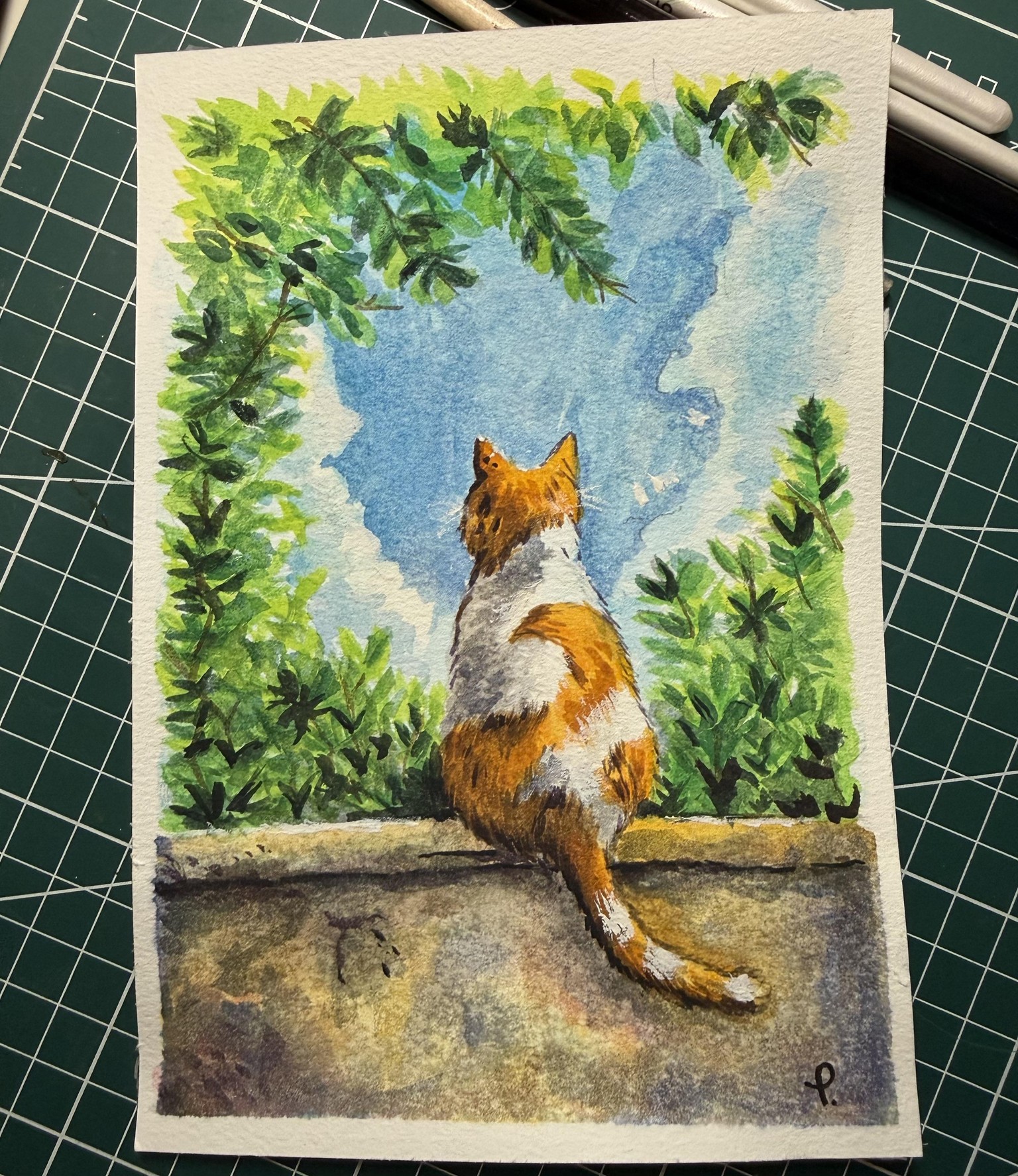 Watercolor cat back - image 1 - student project
