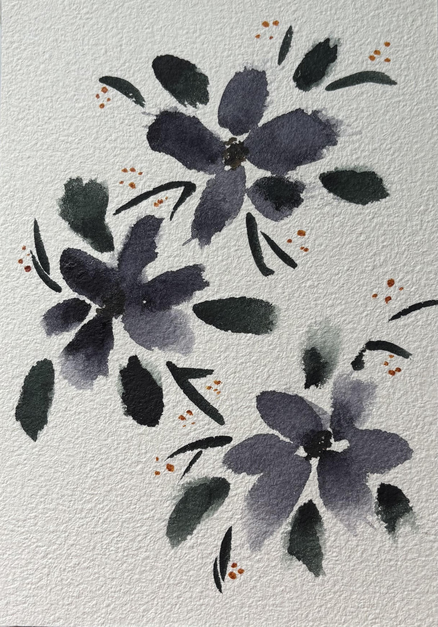 Loose watercolour flowers. I used neutral tint, Quin gold, sepia and shadow green. - image 1 - student project