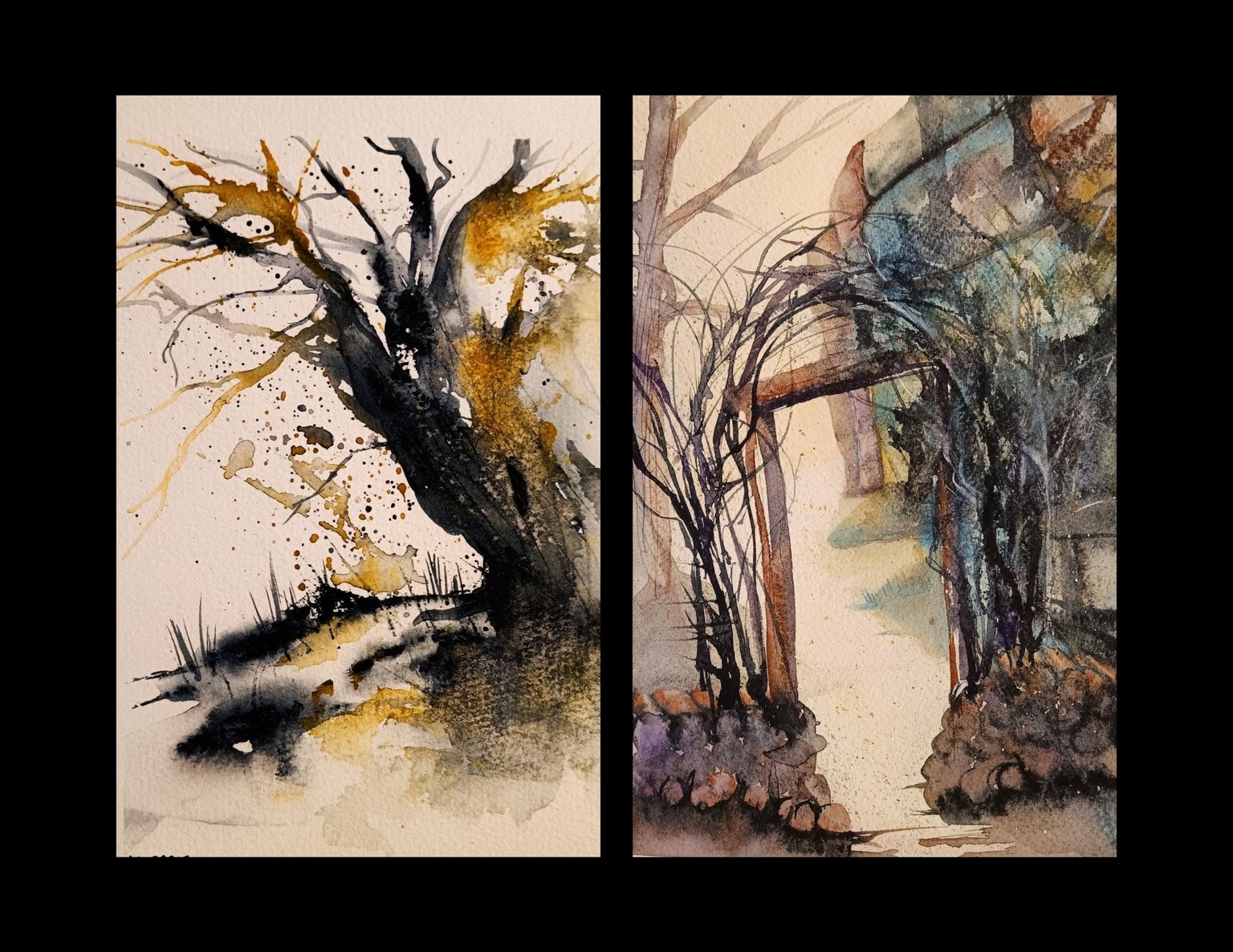 Aquarell - using a plastic card - image 1 - student project