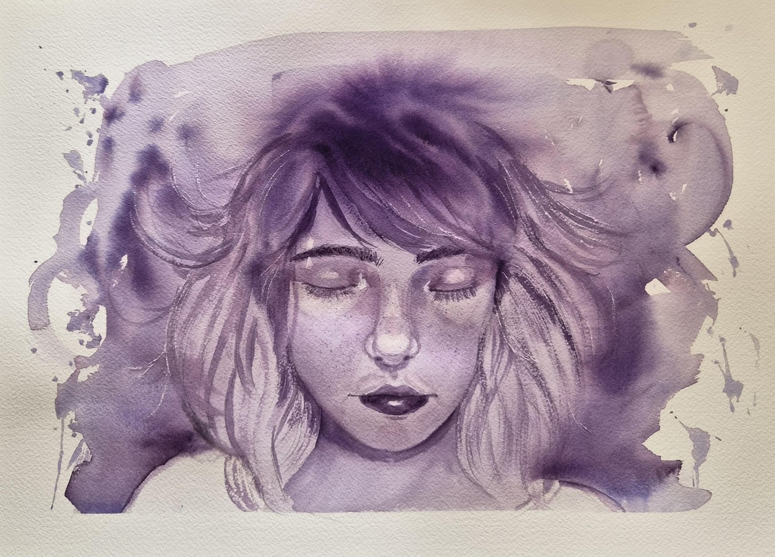 Monochrome Watercolor Portraits day 1-7 - image 6 - student project