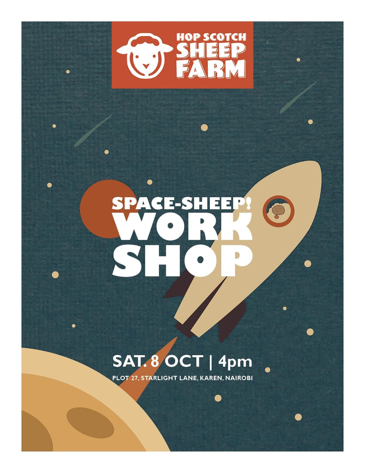 Hop Scotch Sheep Farm | Space-sheep! Workshop Flyer - image 1 - student project