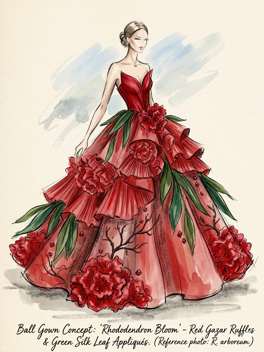 Red Rhododendron gown - image 1 - student project