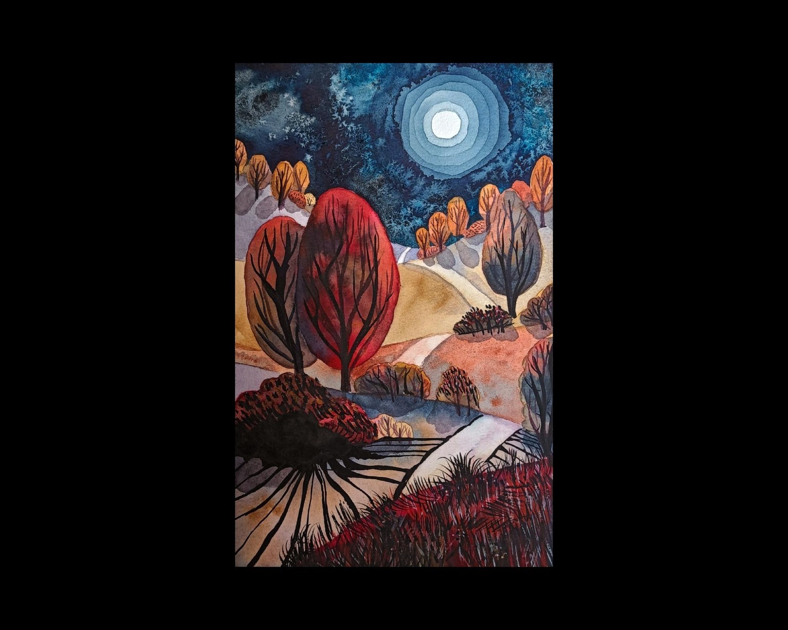 Watercolor - night sky - image 1 - student project