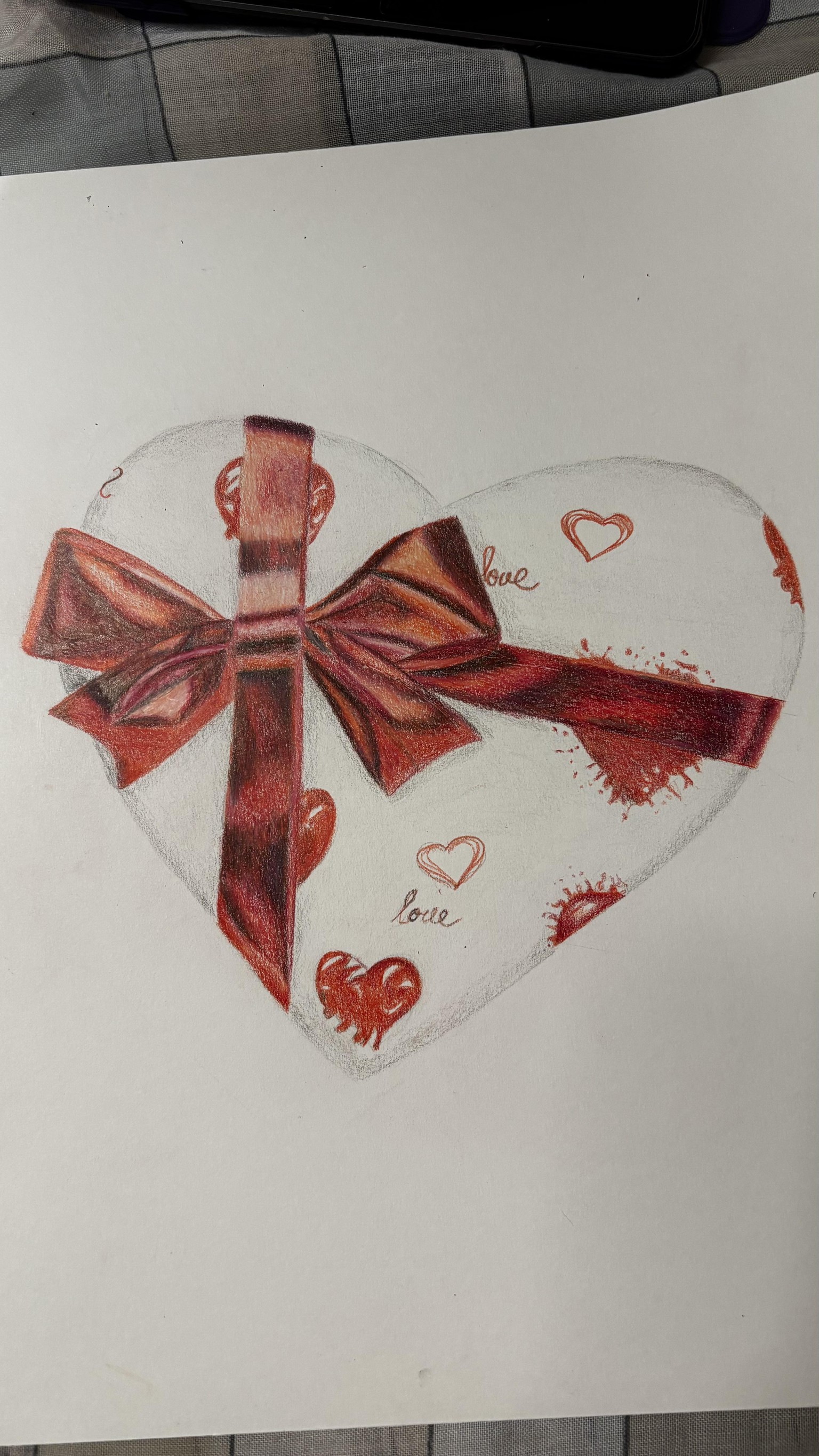 Heart wrapping paper tutorial done with prismacolors - image 1 - student project