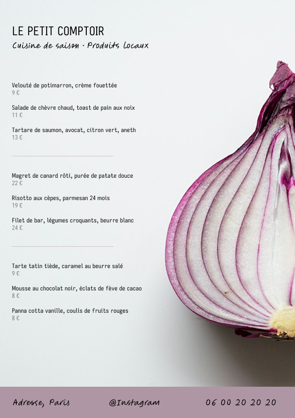 Menu restaurant de saison - image 1 - student project