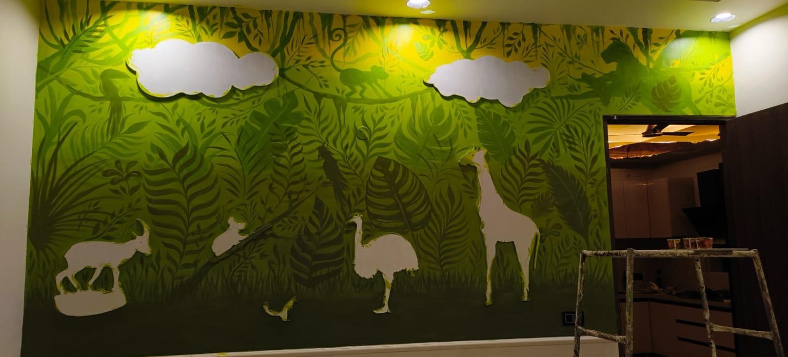 Jungle theme wall painting - image 1 - student project